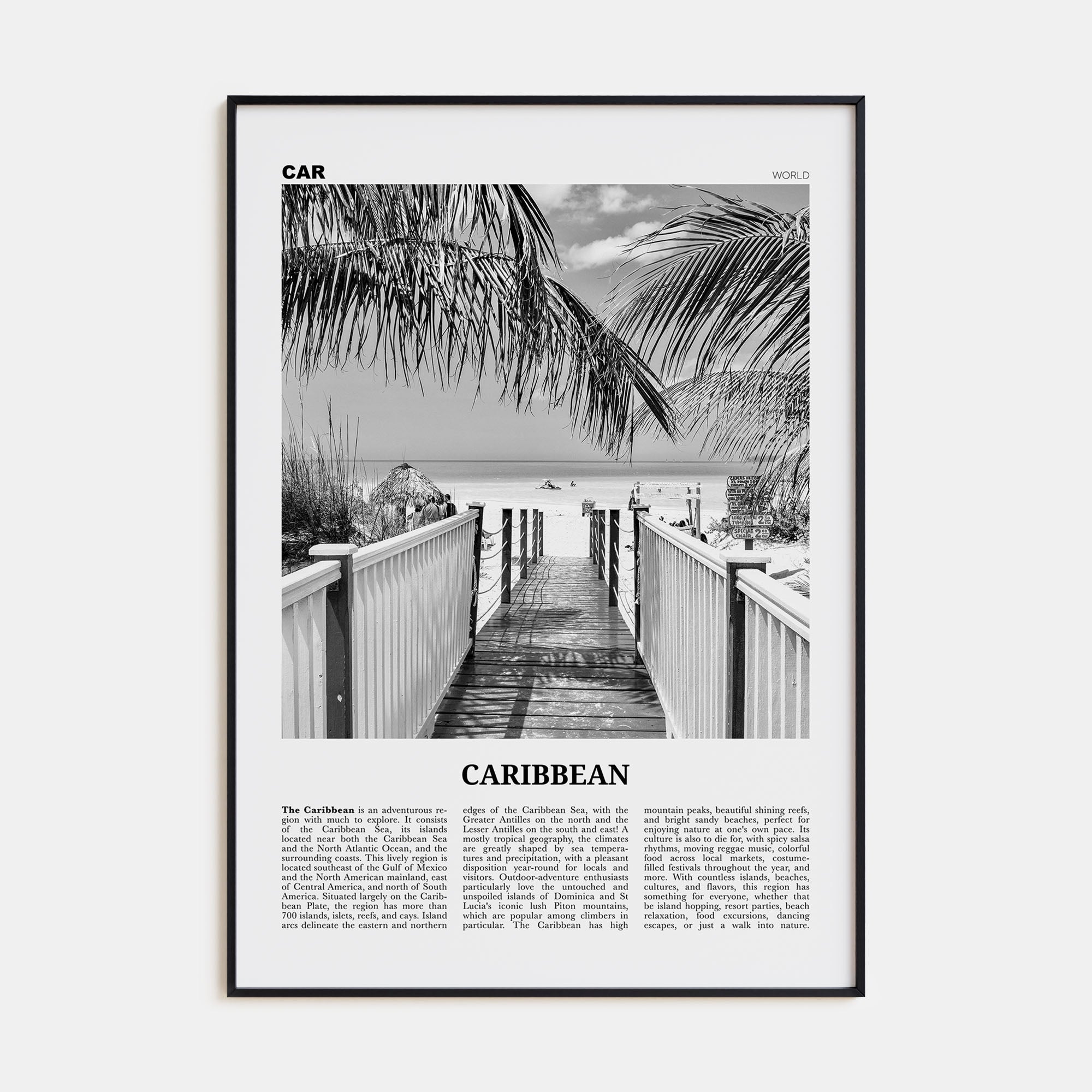 Caribbean Travel B&W No 2 Poster