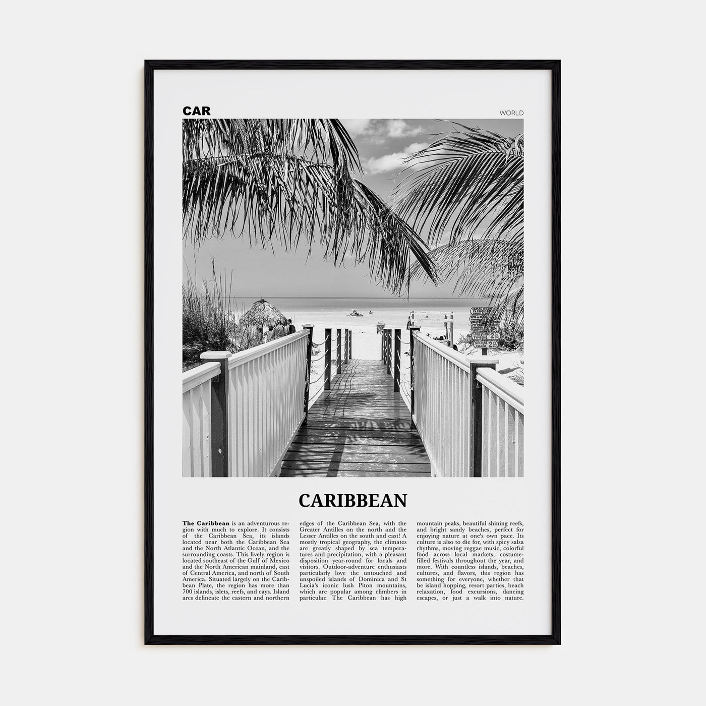 Caribbean Travel B&W No 2 Poster