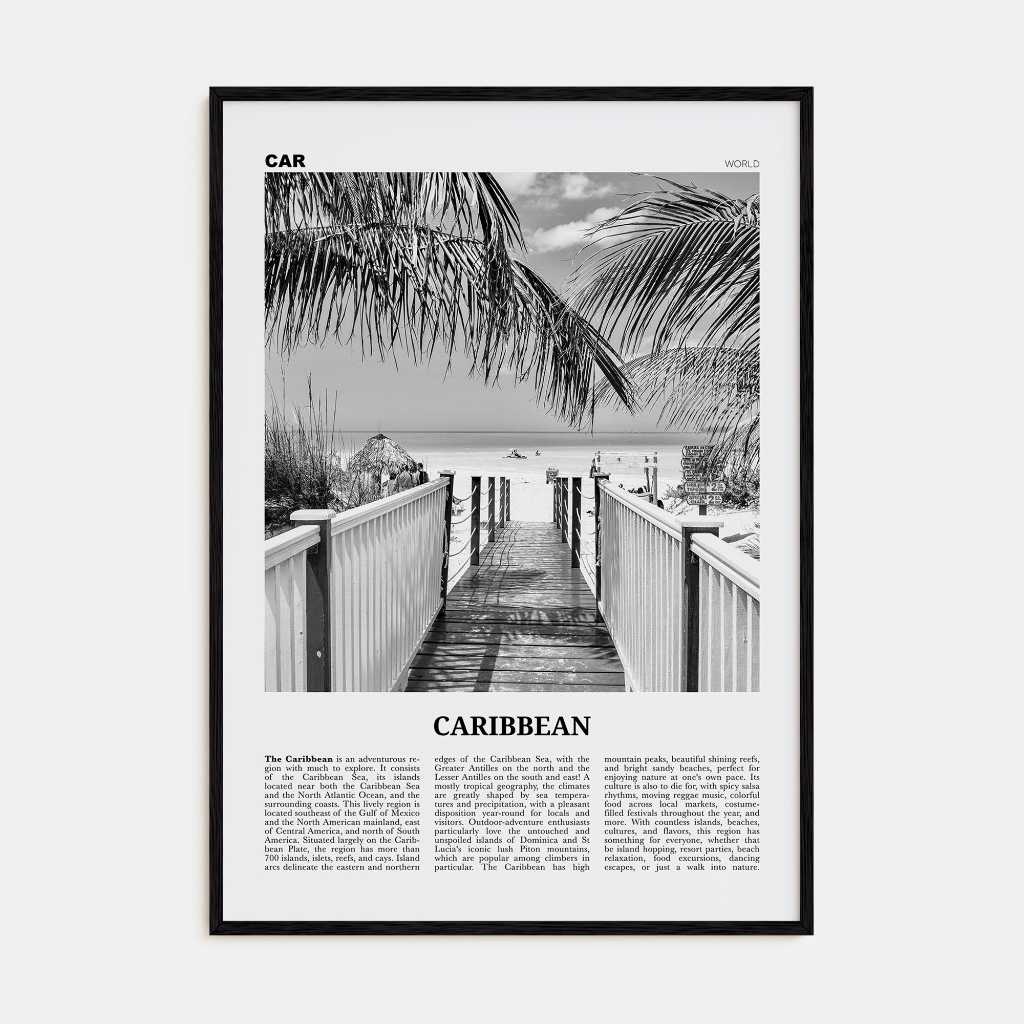 Caribbean Travel B&W No 2 Poster