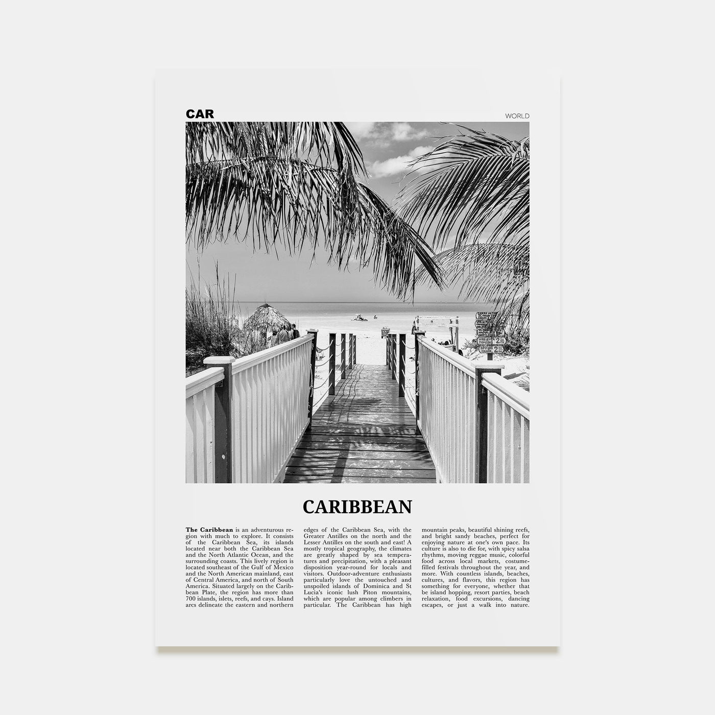 Caribbean Travel B&W No 2 Poster