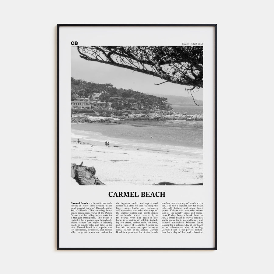 Carmel Beach Travel B&W Poster