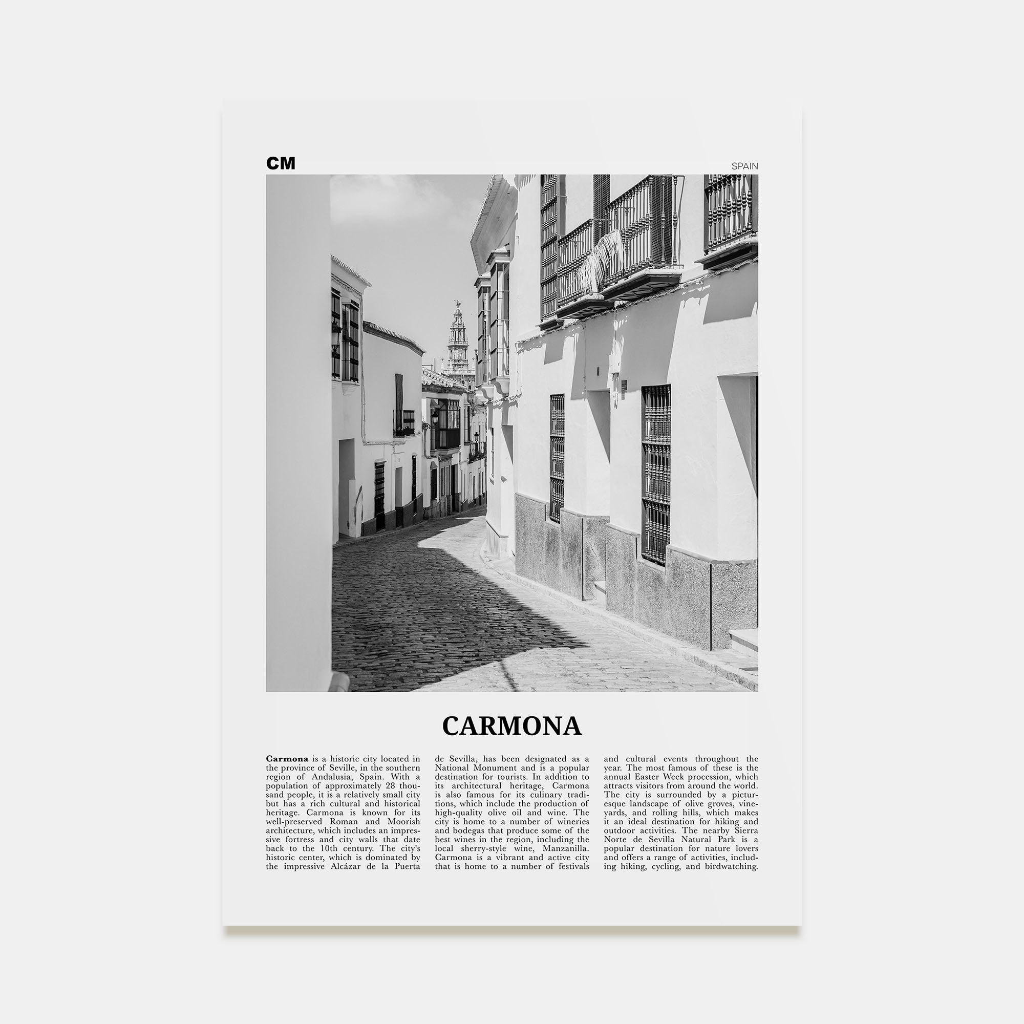 Carmona Travel B&W Poster