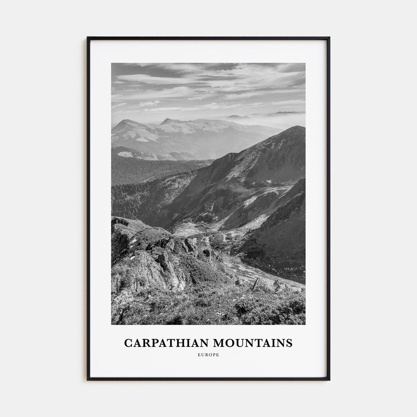 Carpathian Mountains Portrait B&W Poster