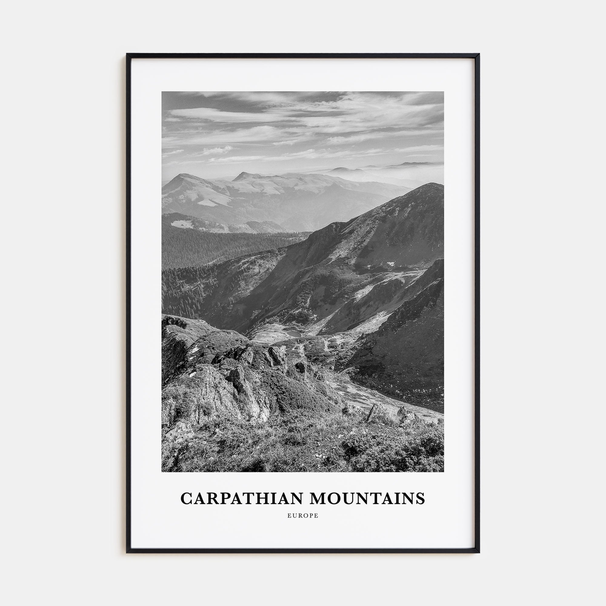 Carpathian Mountains Portrait B&W Poster