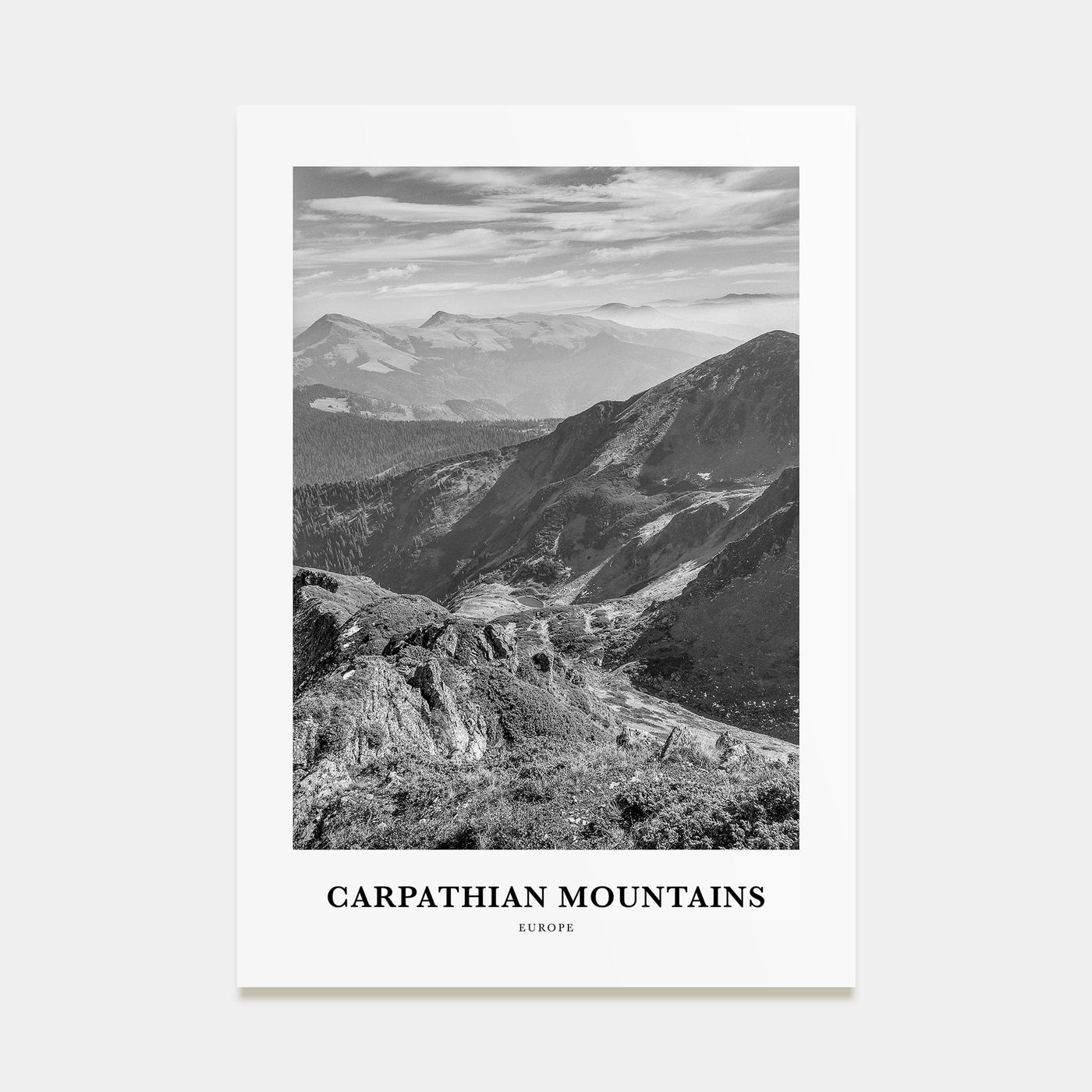Carpathian Mountains Portrait B&W Poster