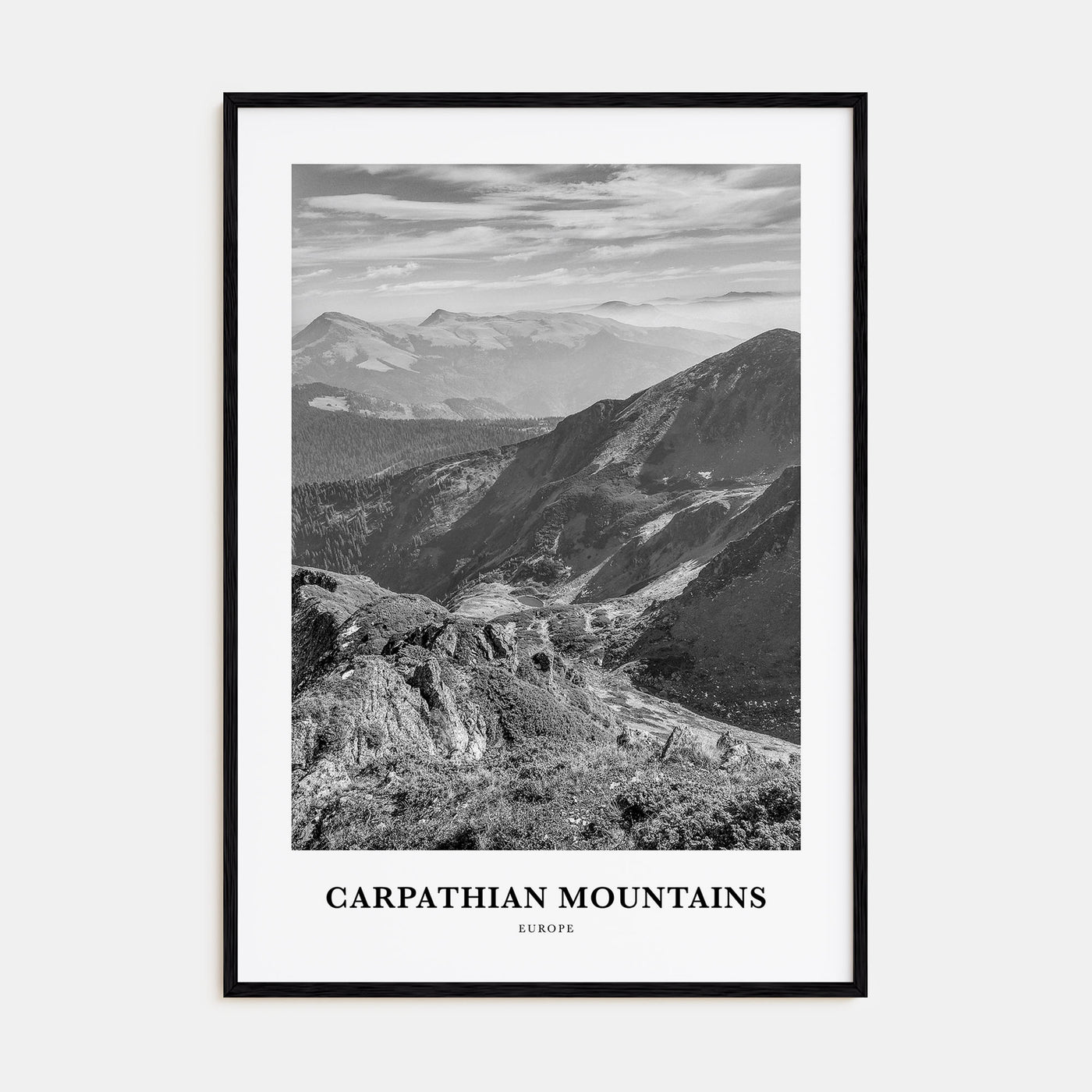 Carpathian Mountains Portrait B&W Poster