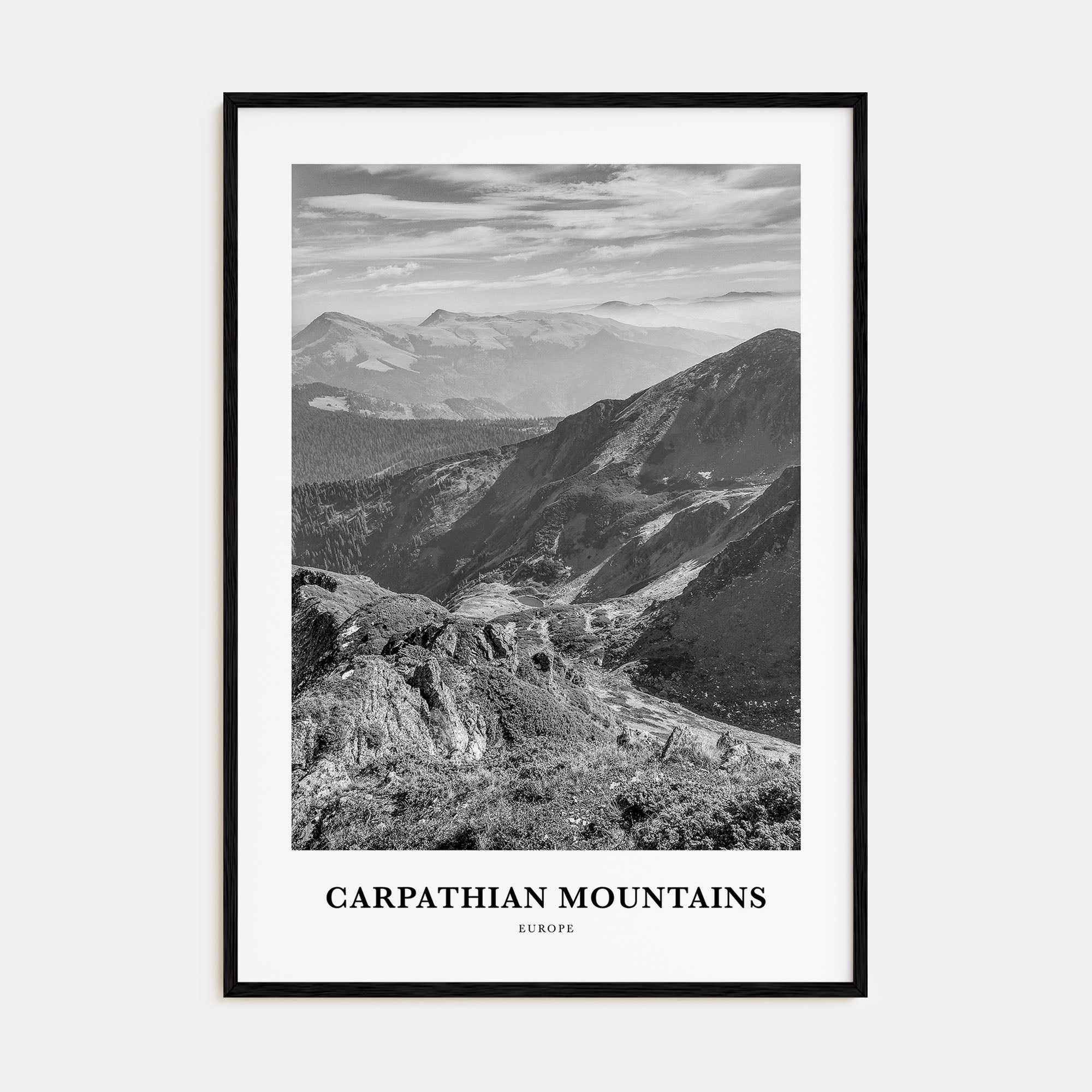 Carpathian Mountains Portrait B&W Poster