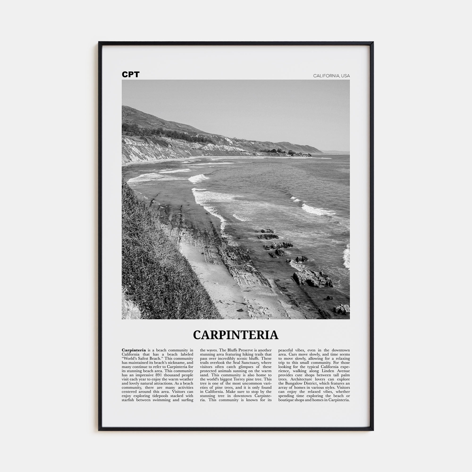 Carpinteria Travel B&W Poster