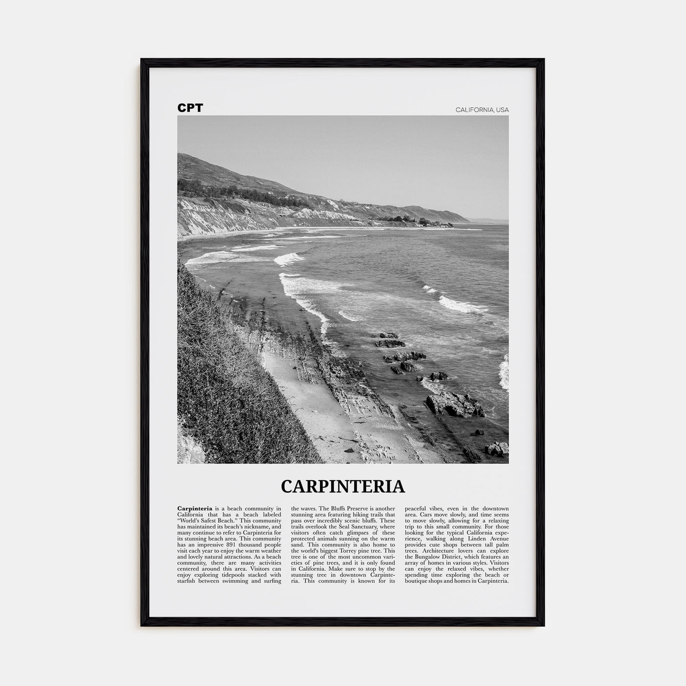 Carpinteria Travel B&W Poster
