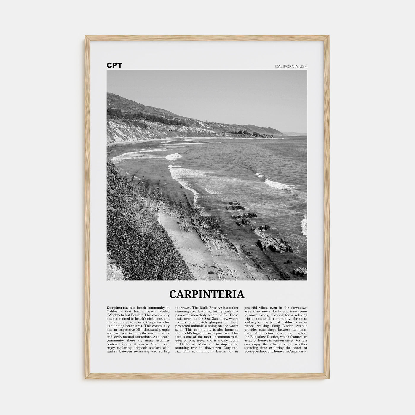 Carpinteria Travel B&W Poster