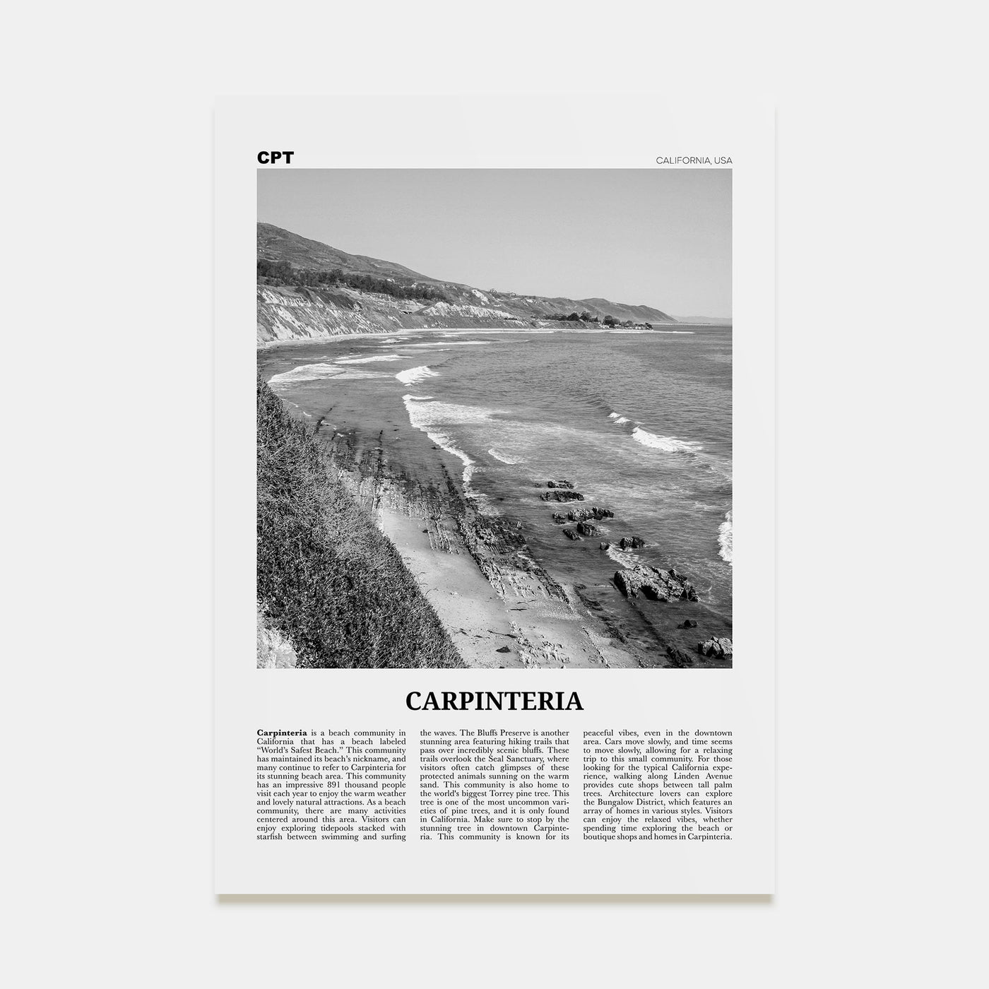 Carpinteria Travel B&W Poster