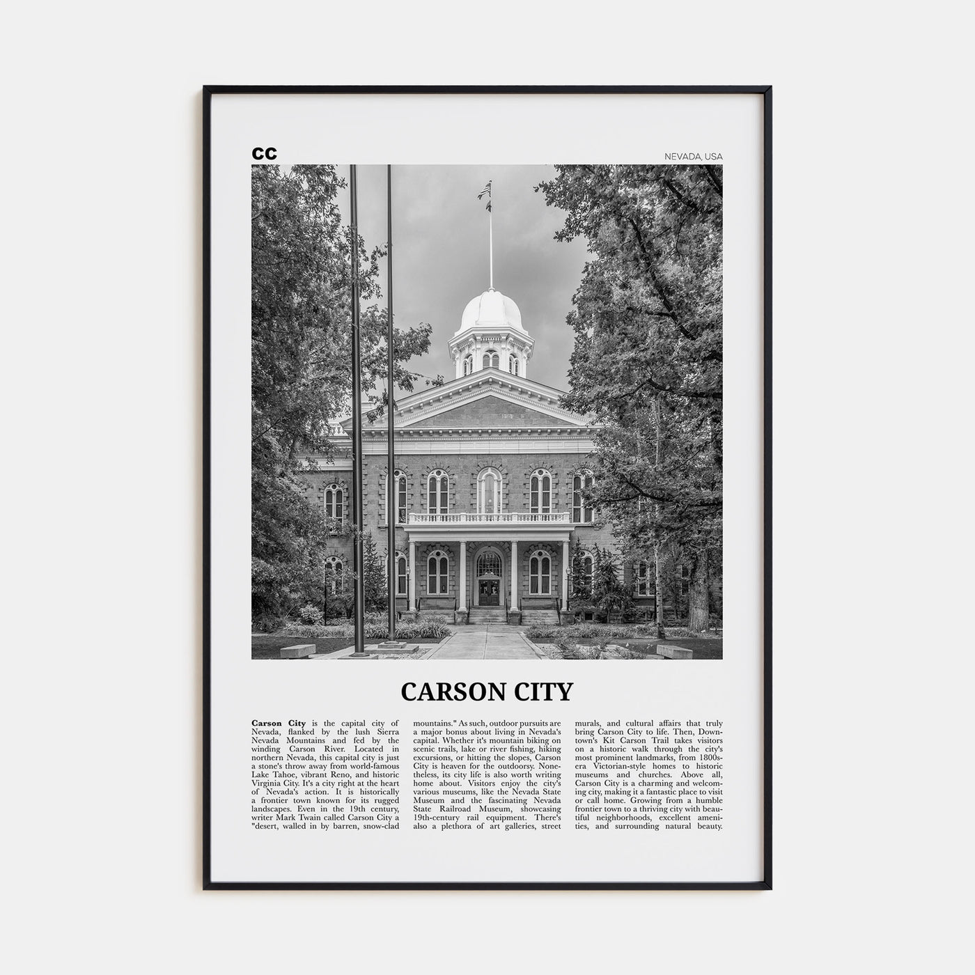 Carson City Travel B&W Poster