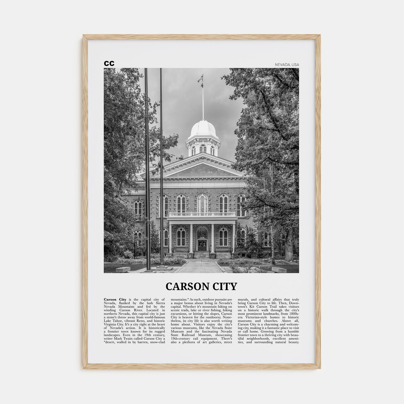 Carson City Travel B&W Poster