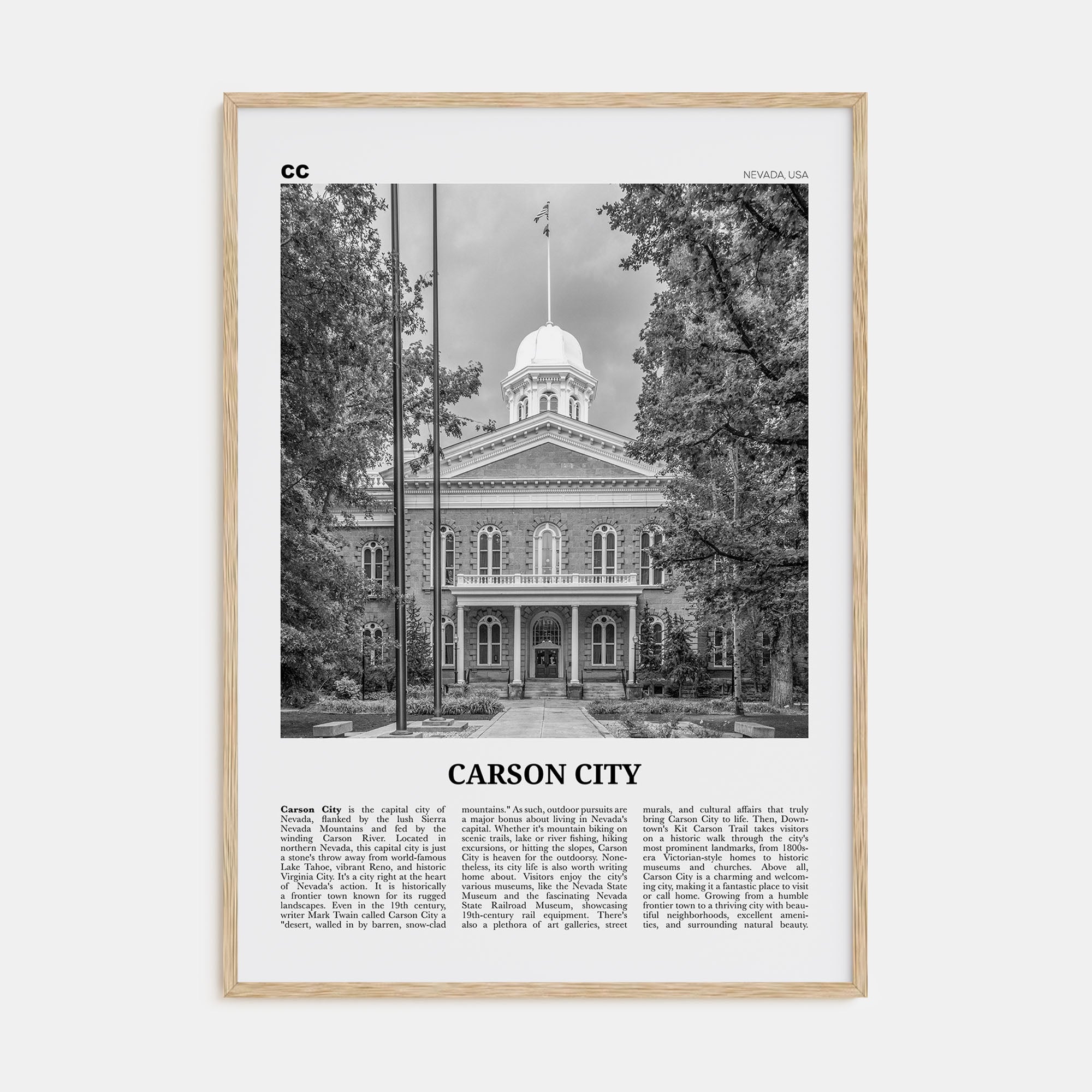 Carson City Travel B&W Poster