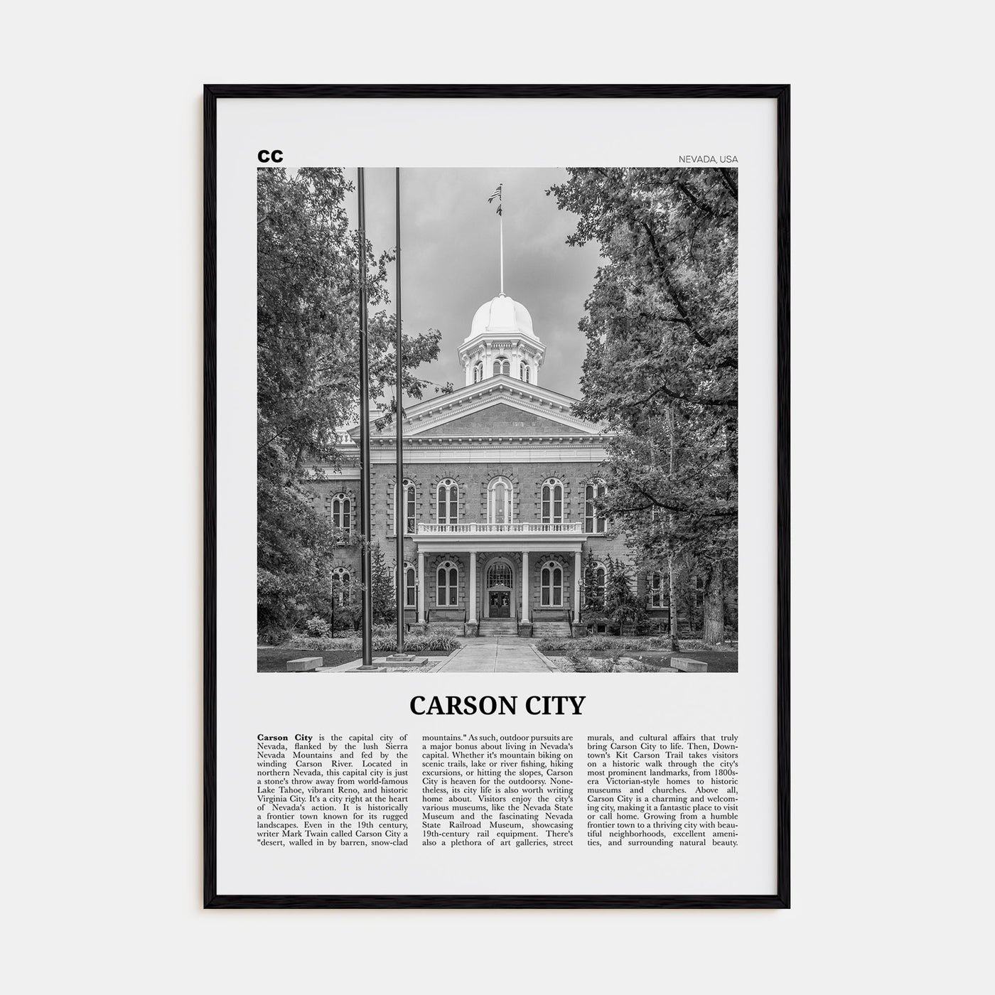 Carson City Travel B&W Poster