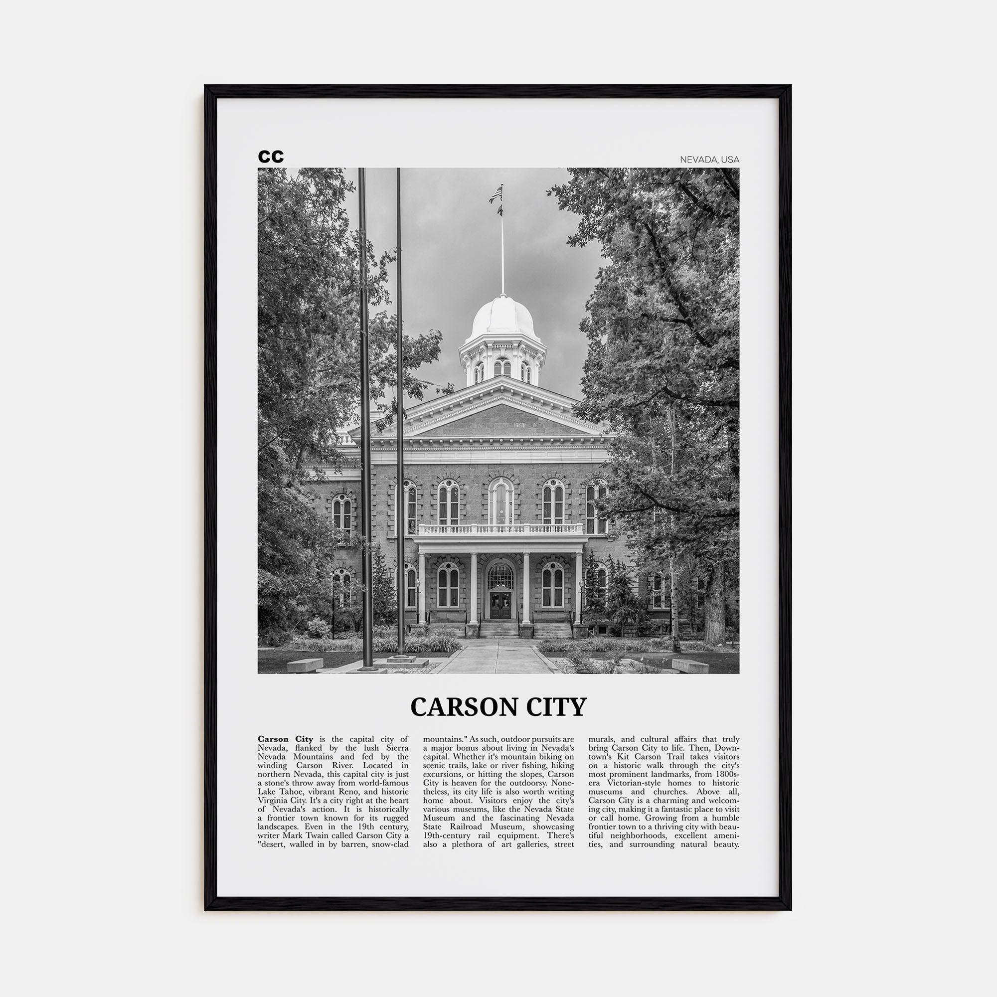 Carson City Travel B&W Poster