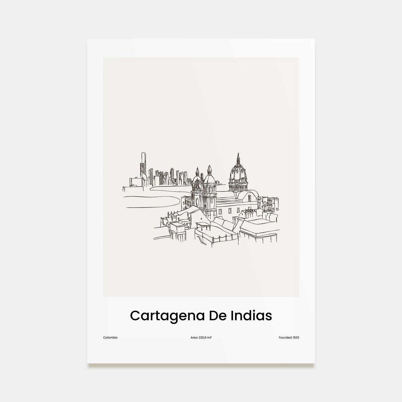 Cartagena de Indias Drawn Poster