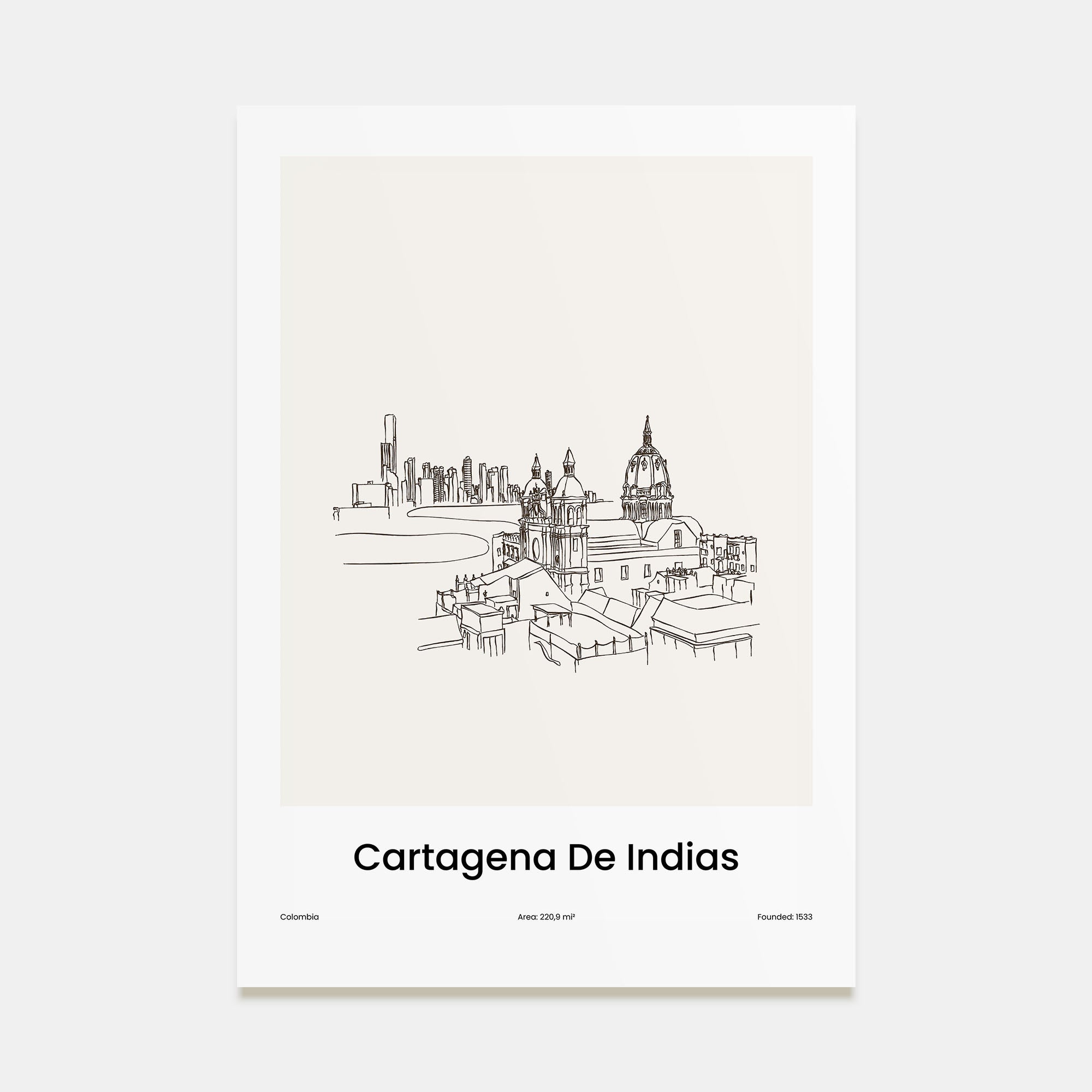 Cartagena de Indias Drawn Poster