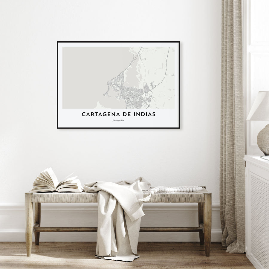 Cartagena de Indias Map Landscape Poster