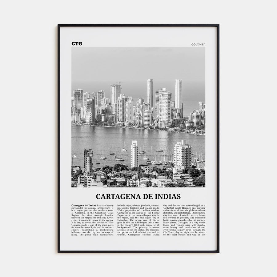Cartagena de Indias Travel B&W Poster
