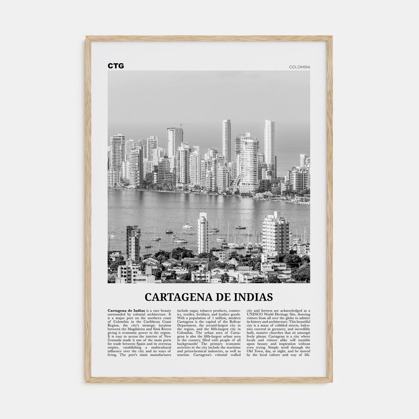 Cartagena de Indias Travel B&W Poster