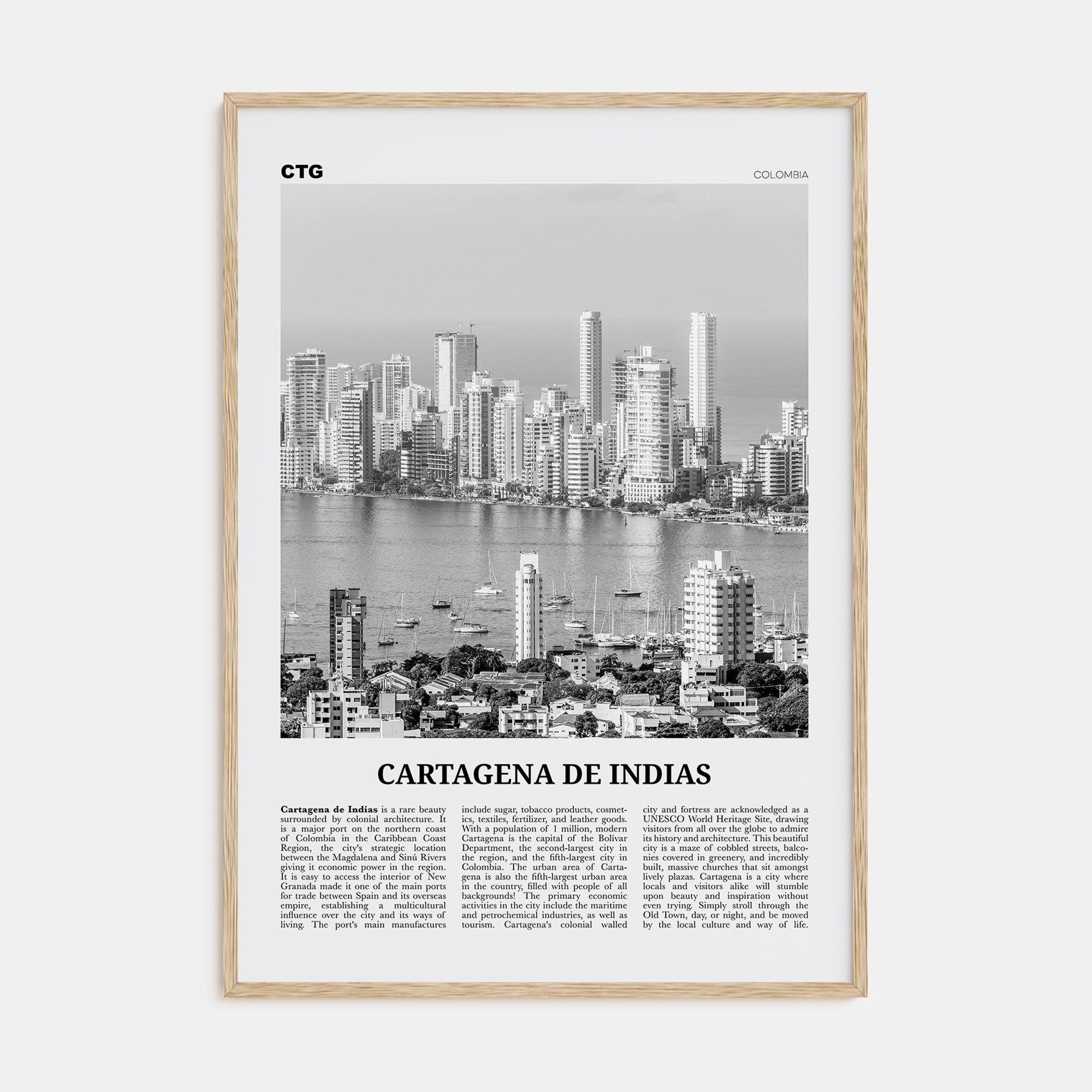 Cartagena de Indias Travel B&W Poster
