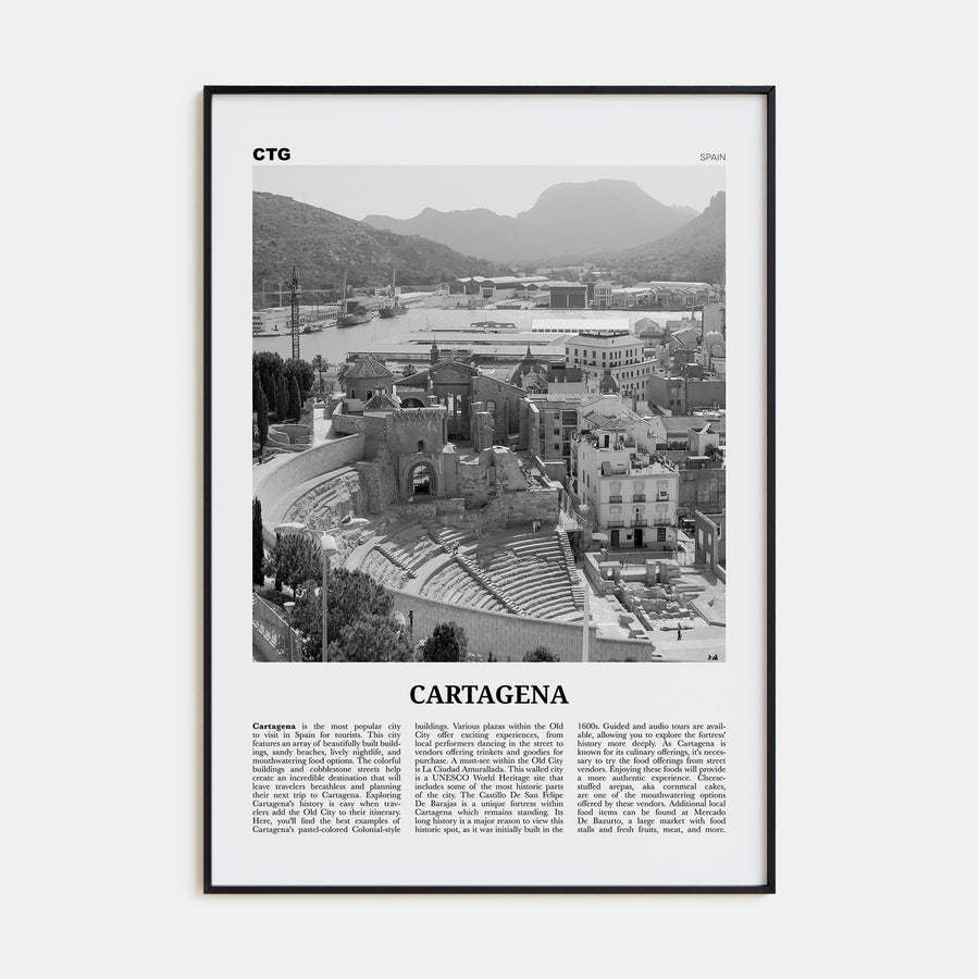 Cartagena, Spain Travel B&W Poster