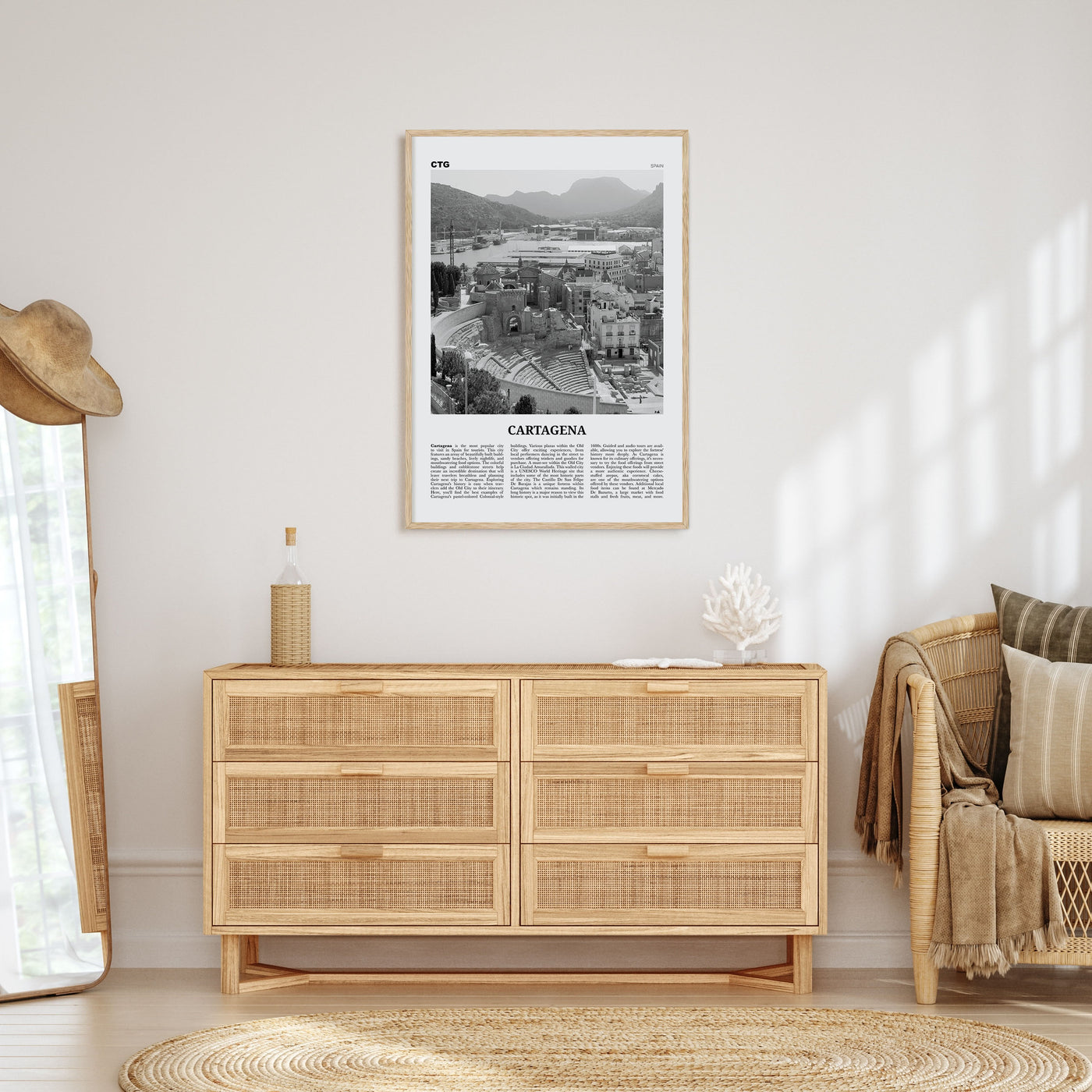 Cartagena, Spain Travel B&W Poster