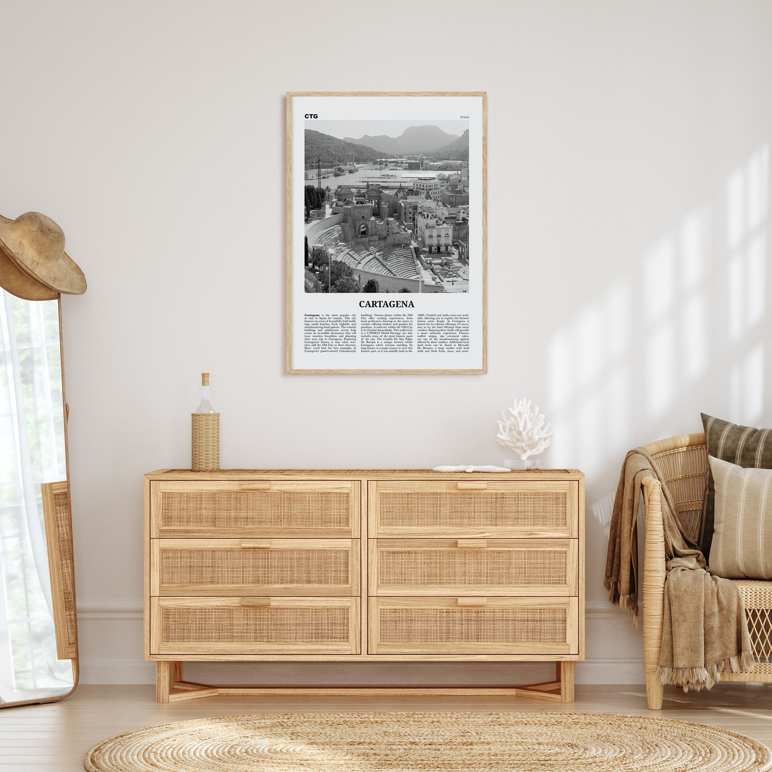 Cartagena, Spain Travel B&W Poster