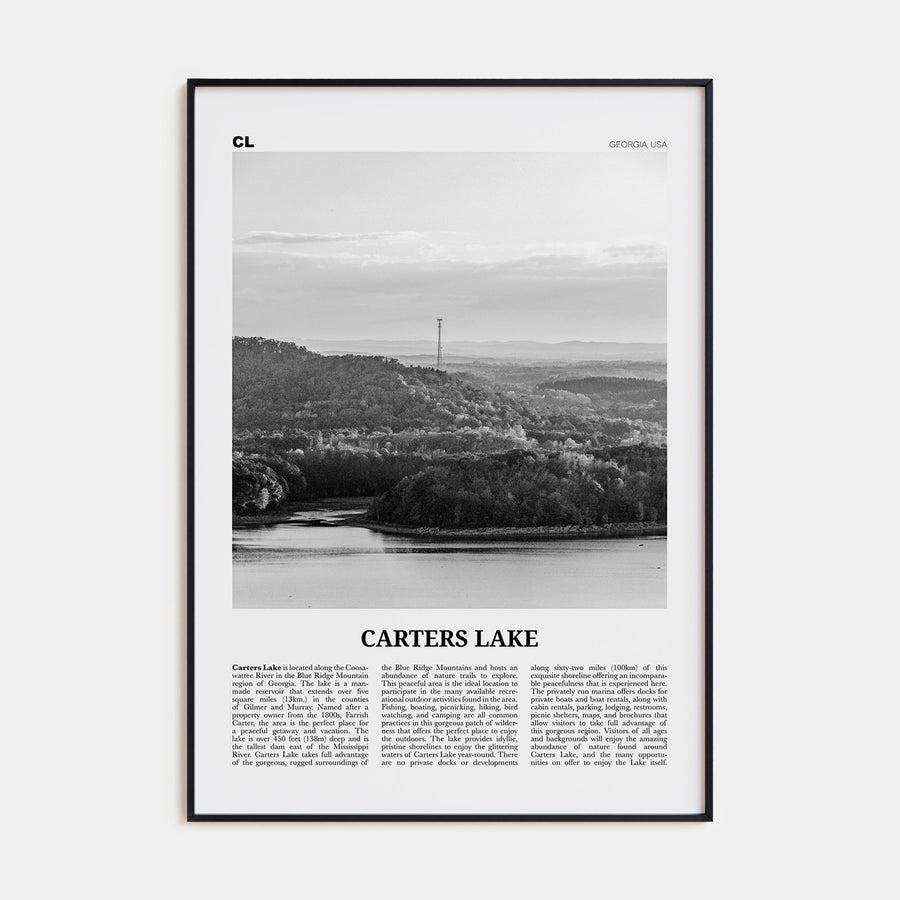 Carters Lake Travel B&W Poster