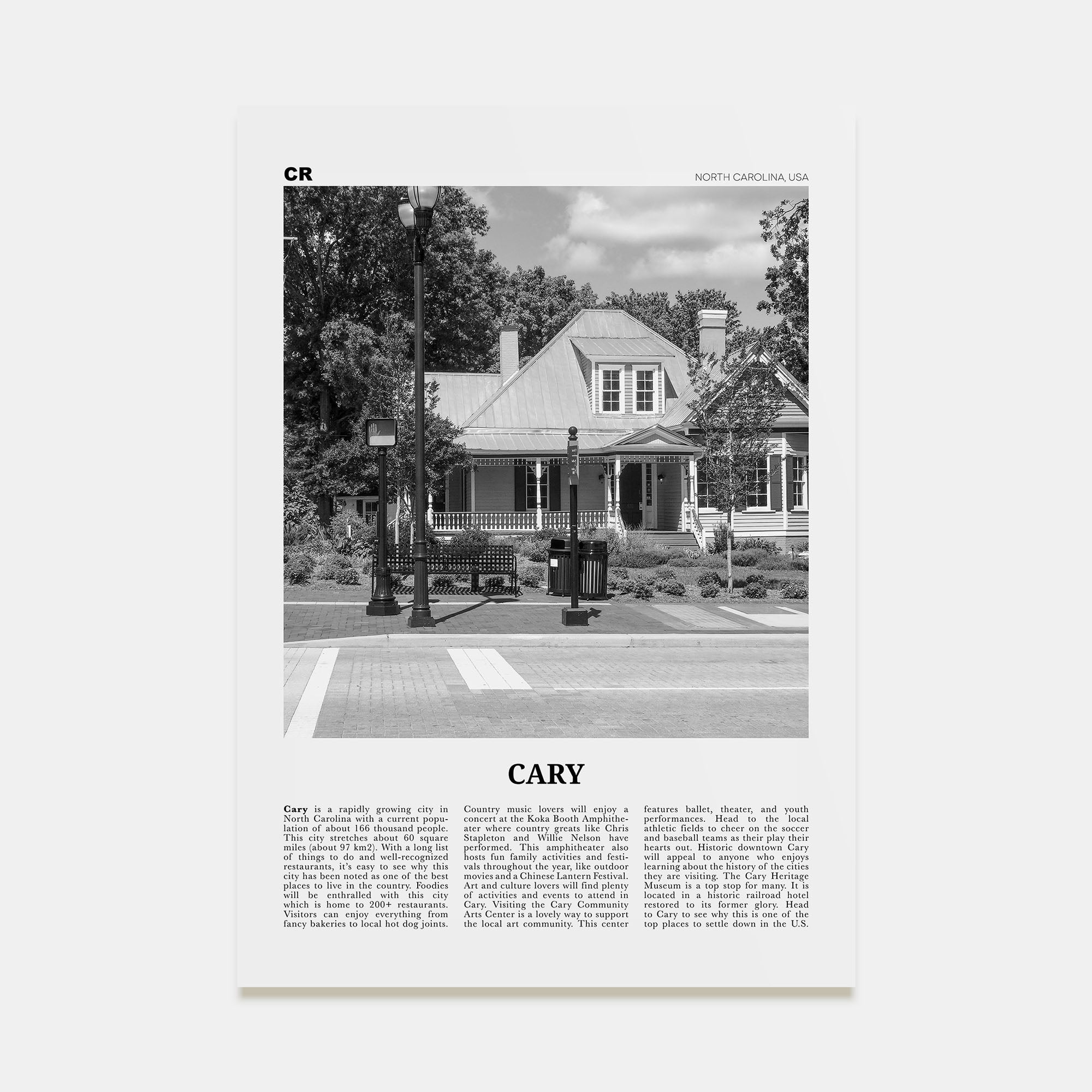 Cary Travel B&W Poster