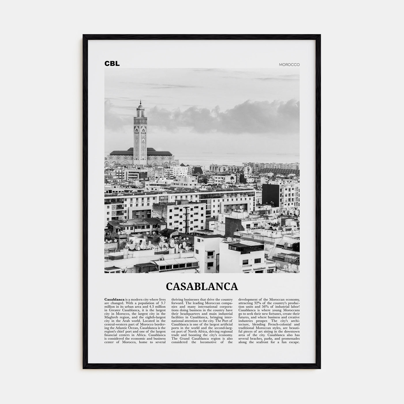 Casablanca Travel B&W Poster