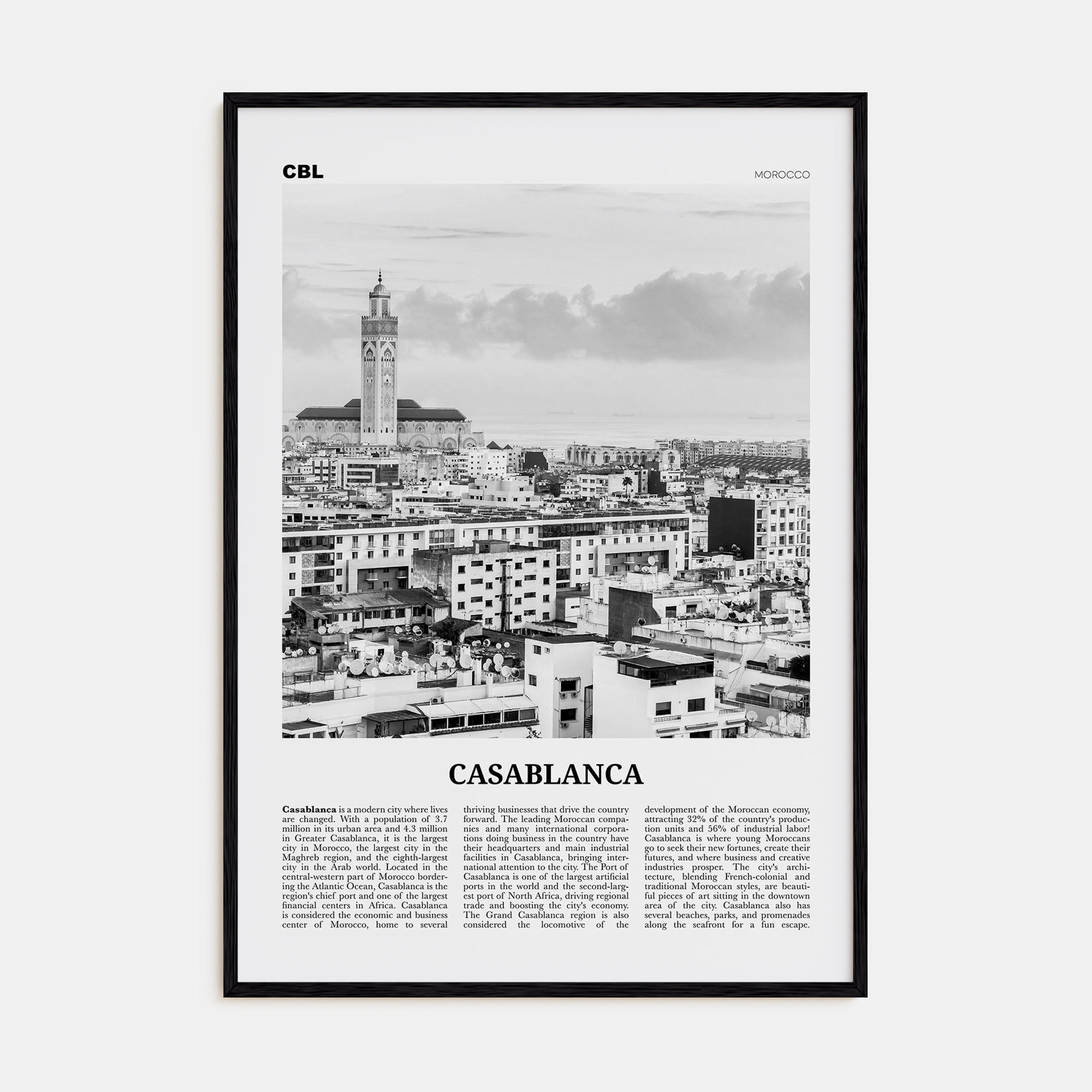 Casablanca Travel B&W Poster