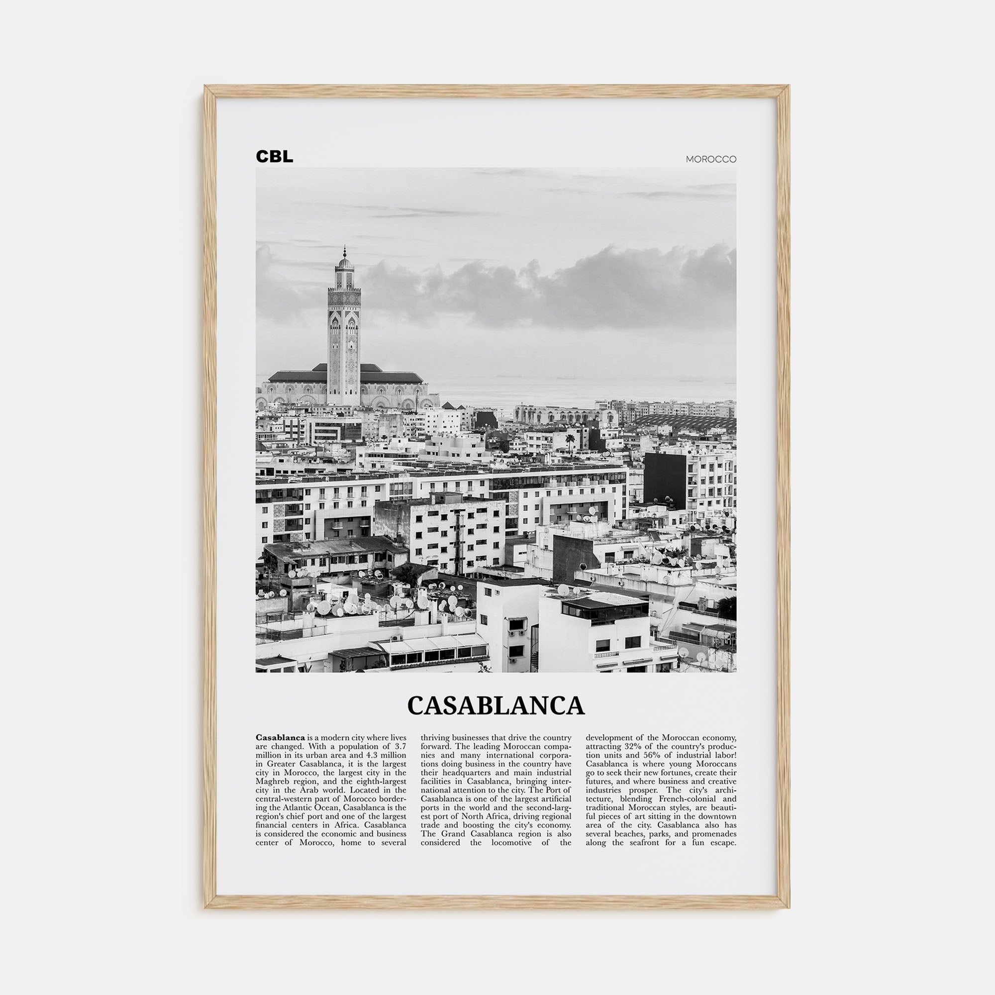 Casablanca Travel B&W Poster