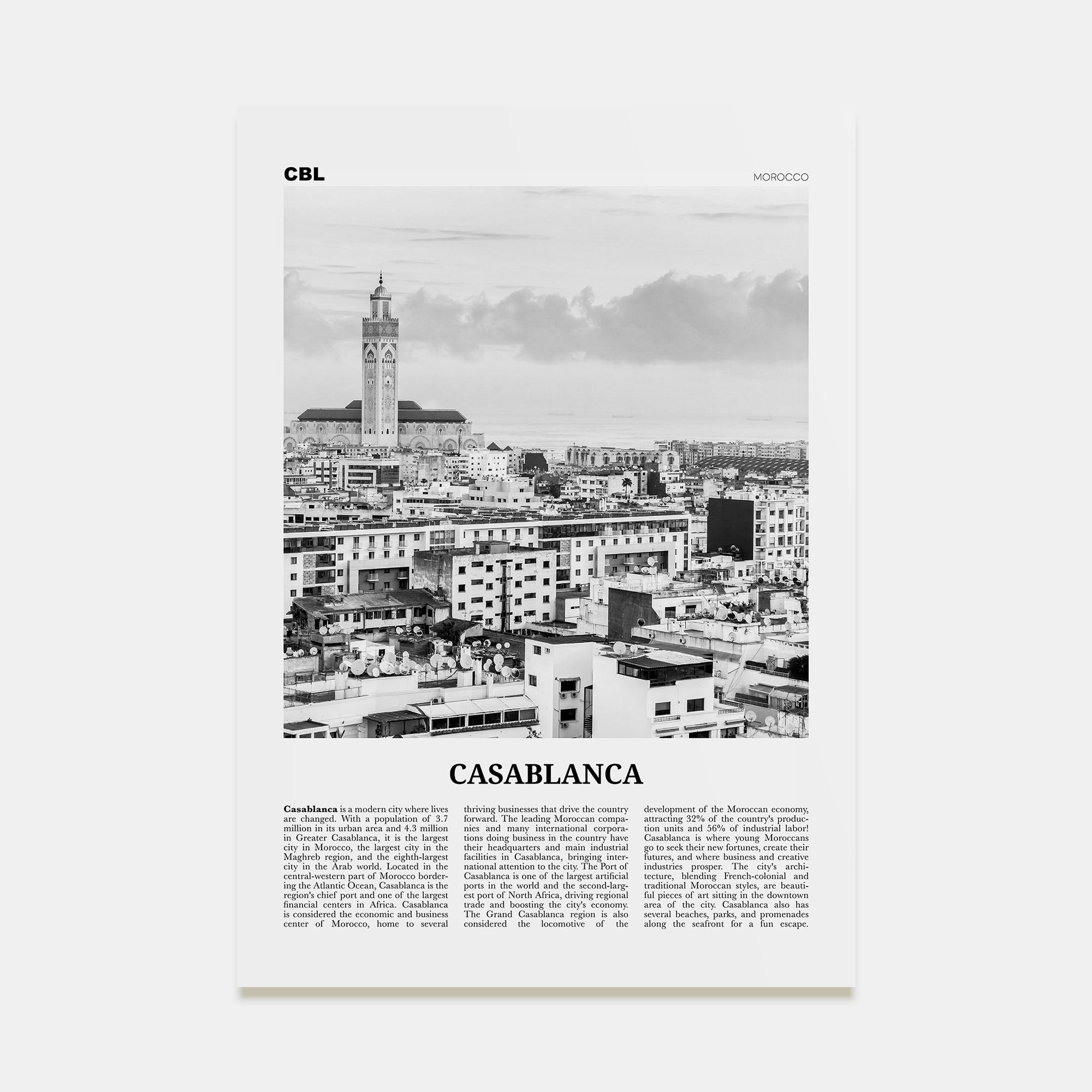 Casablanca Travel B&W Poster
