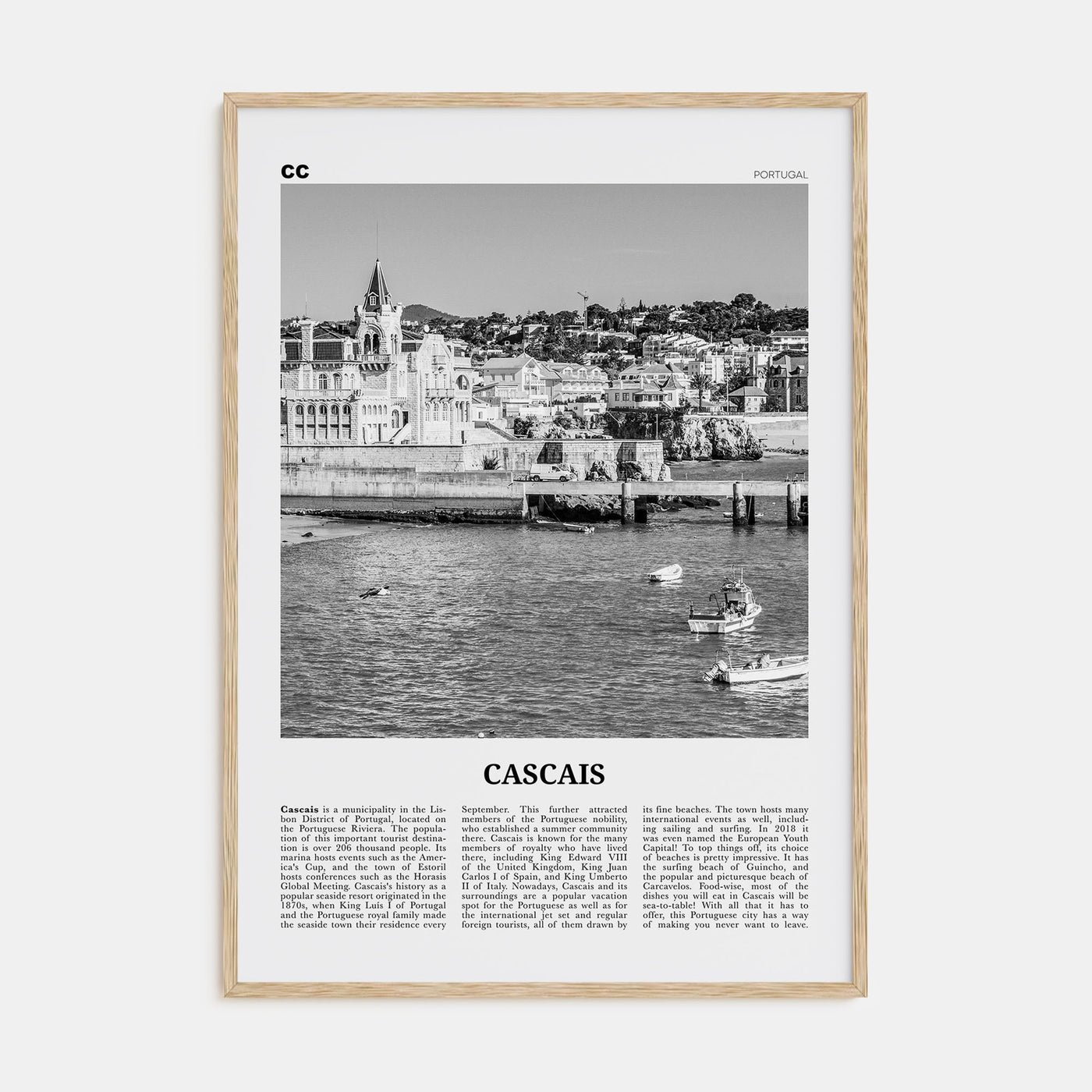 Cascais Travel B&W Poster