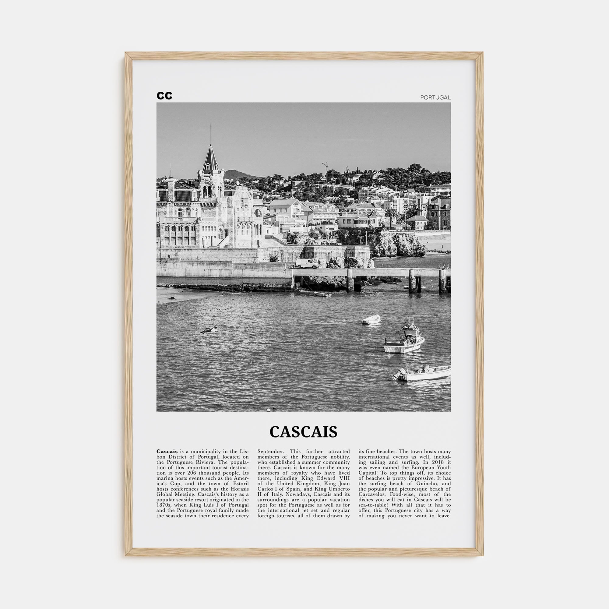 Cascais Travel B&W Poster