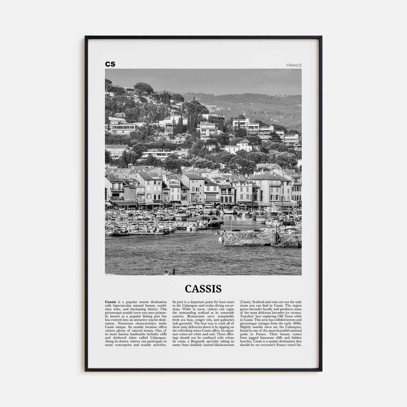 Cassis Travel B&W Poster