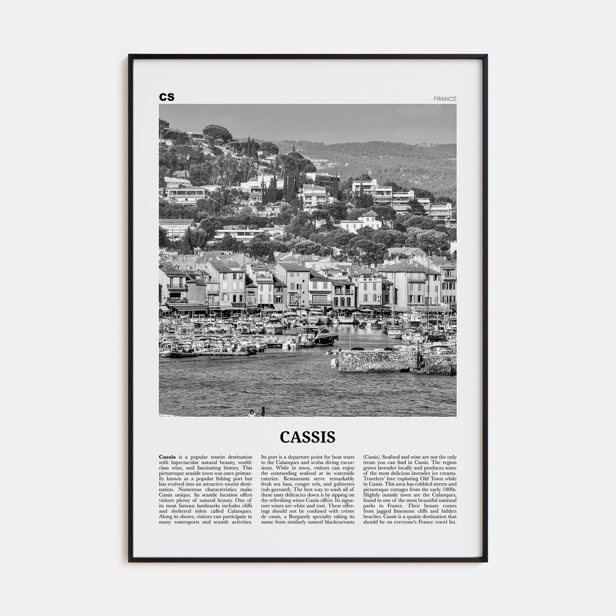 Cassis Travel B&W Poster
