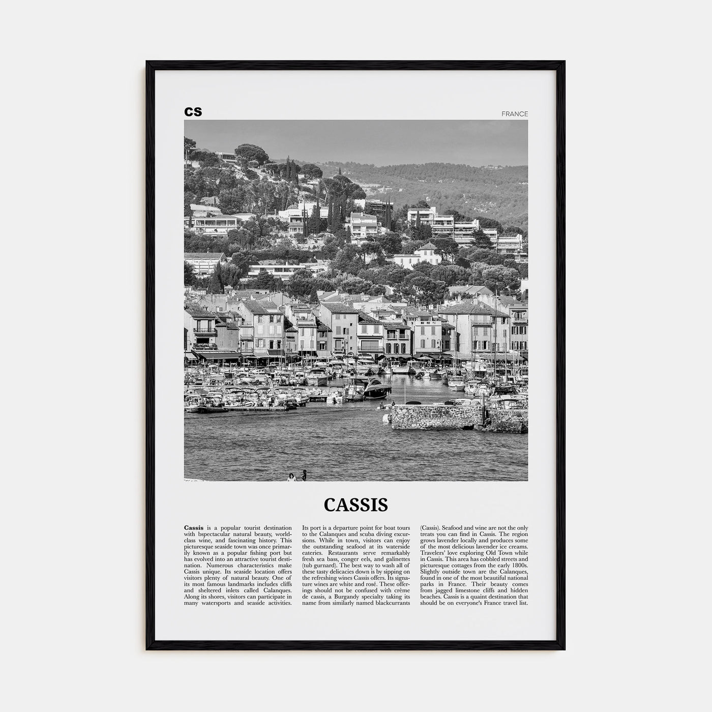 Cassis Travel B&W Poster