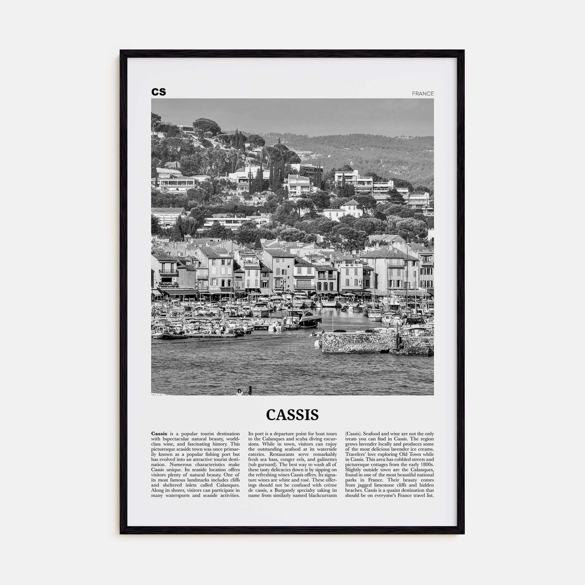 Cassis Travel B&W Poster