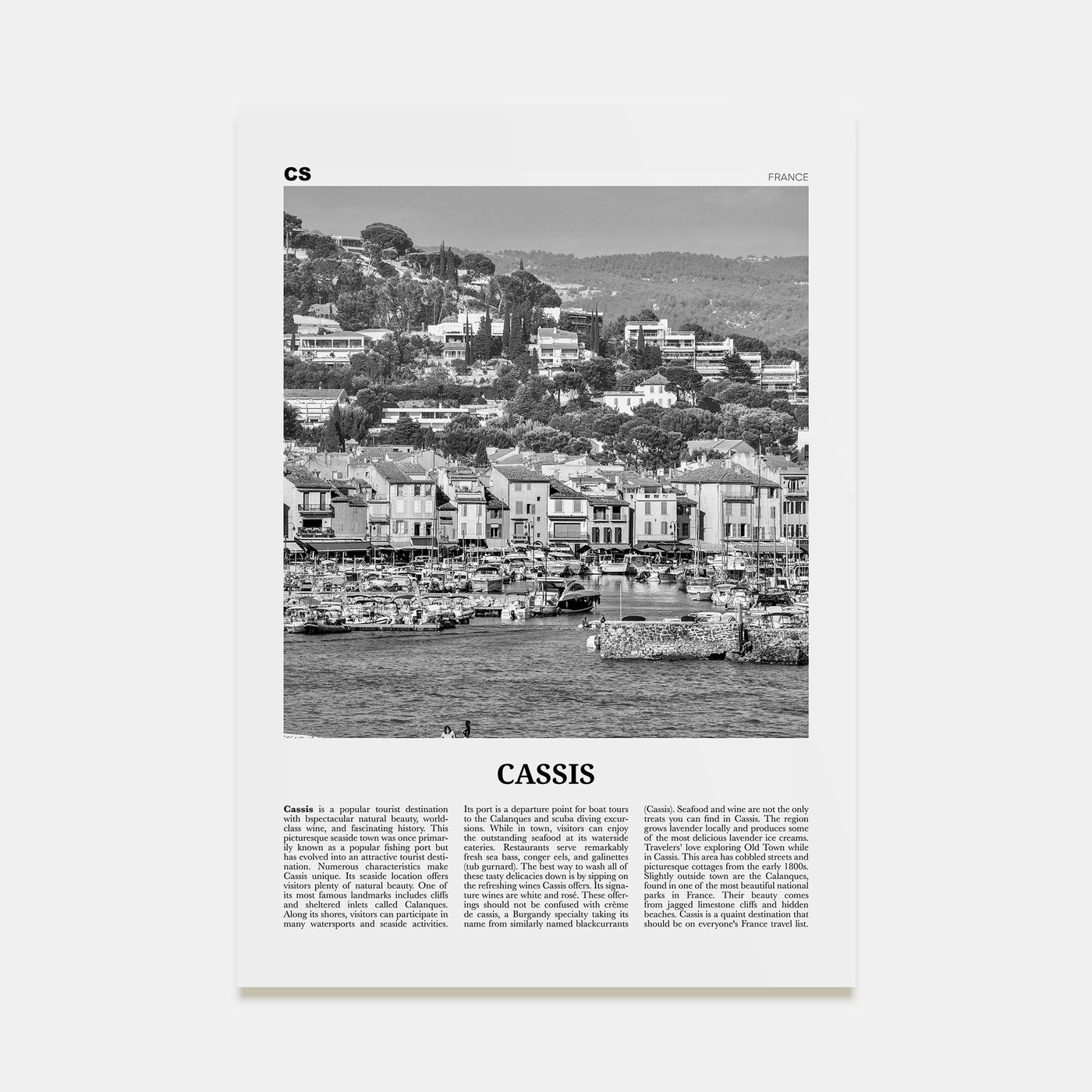 Cassis Travel B&W Poster