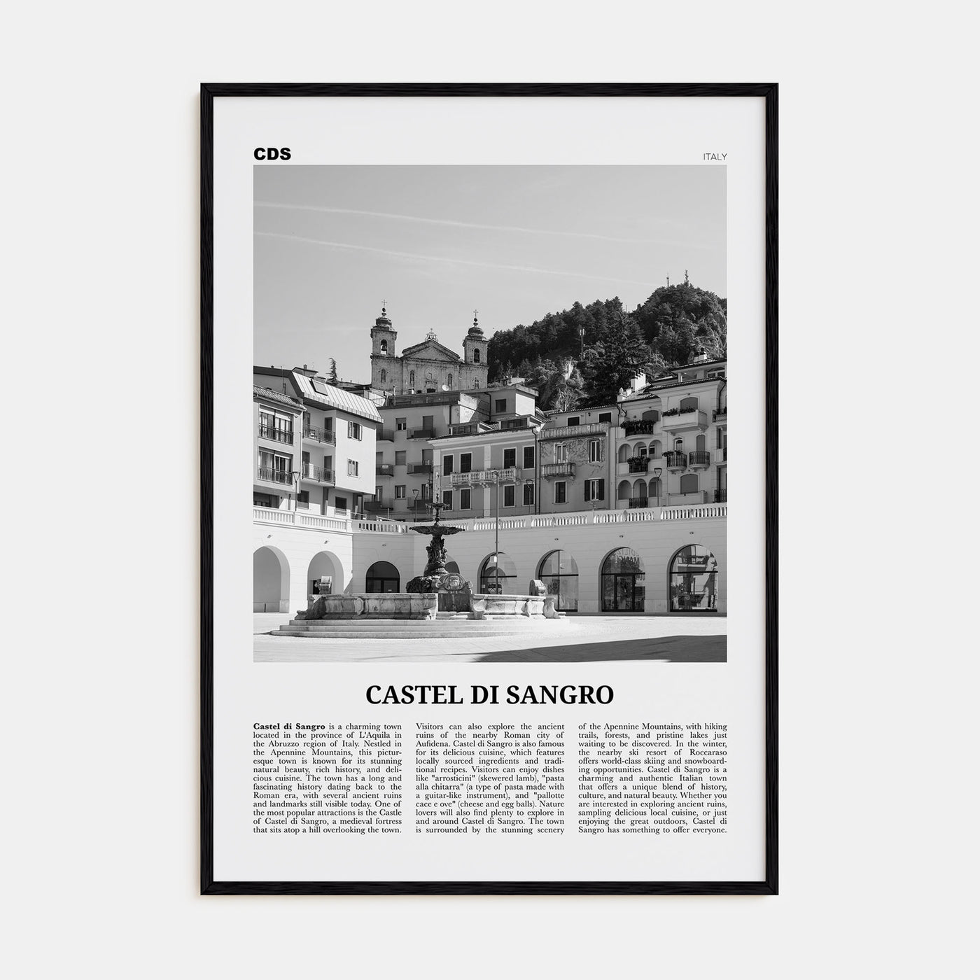 Castel di Sangro Travel B&W Poster