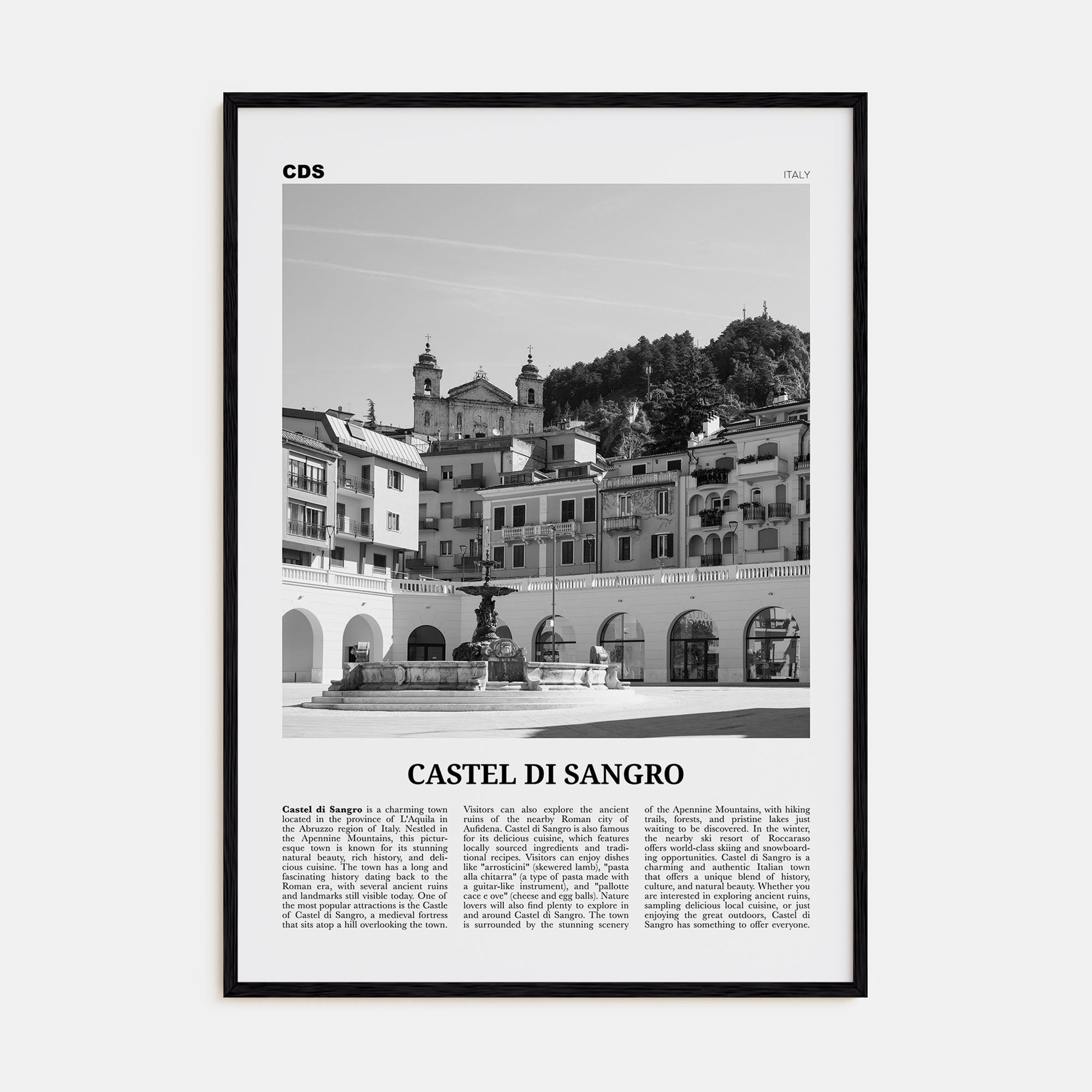Castel di Sangro Travel B&W Poster