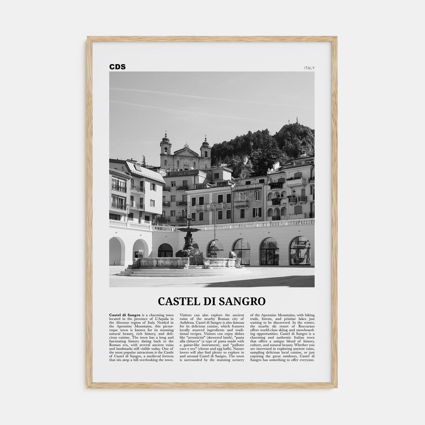 Castel di Sangro Travel B&W Poster