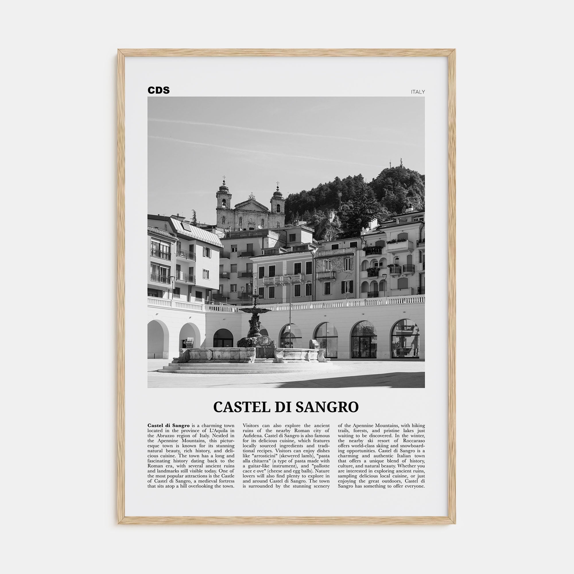 Castel di Sangro Travel B&W Poster