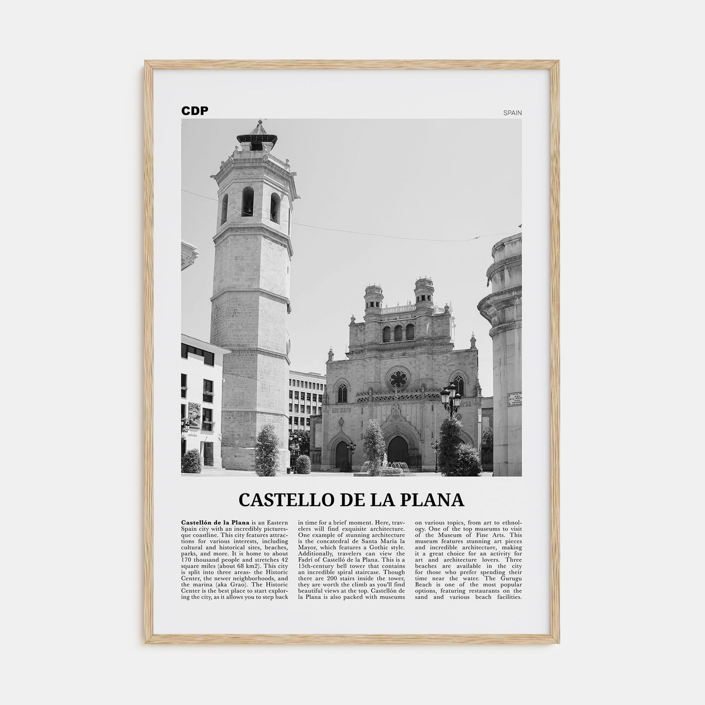 Castello de la Plana Travel B&W Poster
