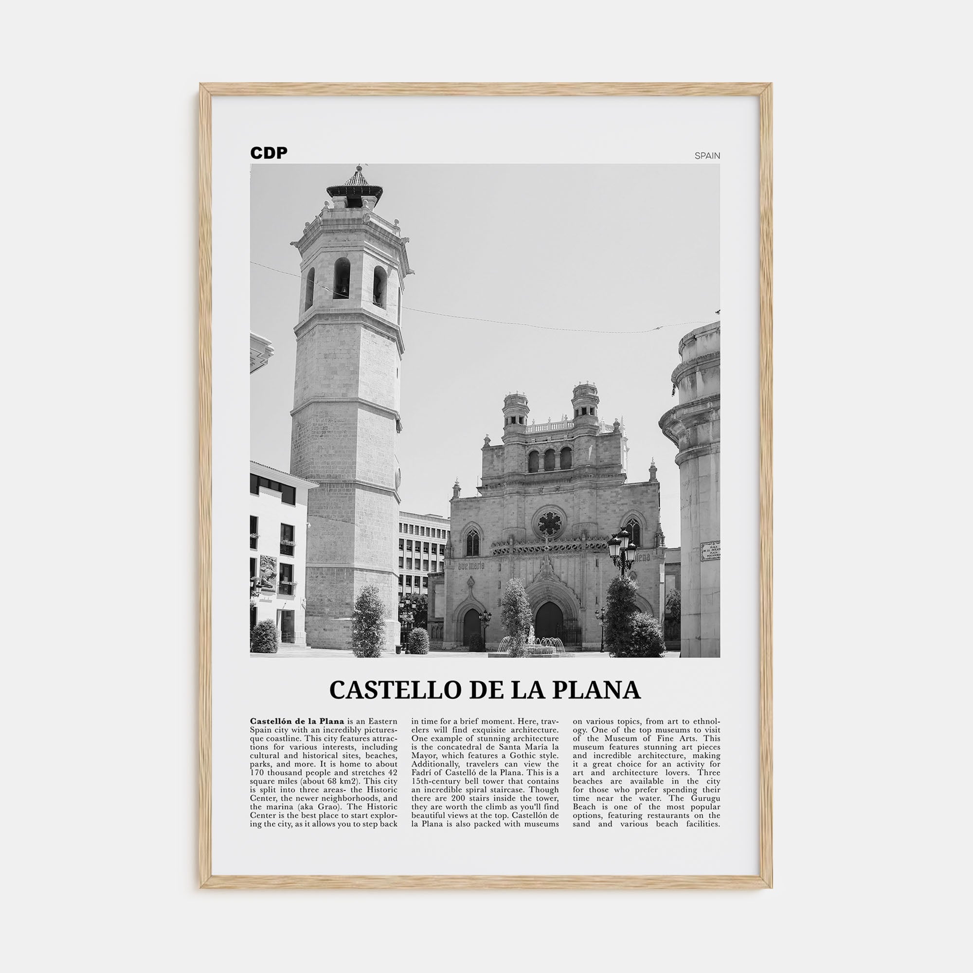 Castello de la Plana Travel B&W Poster