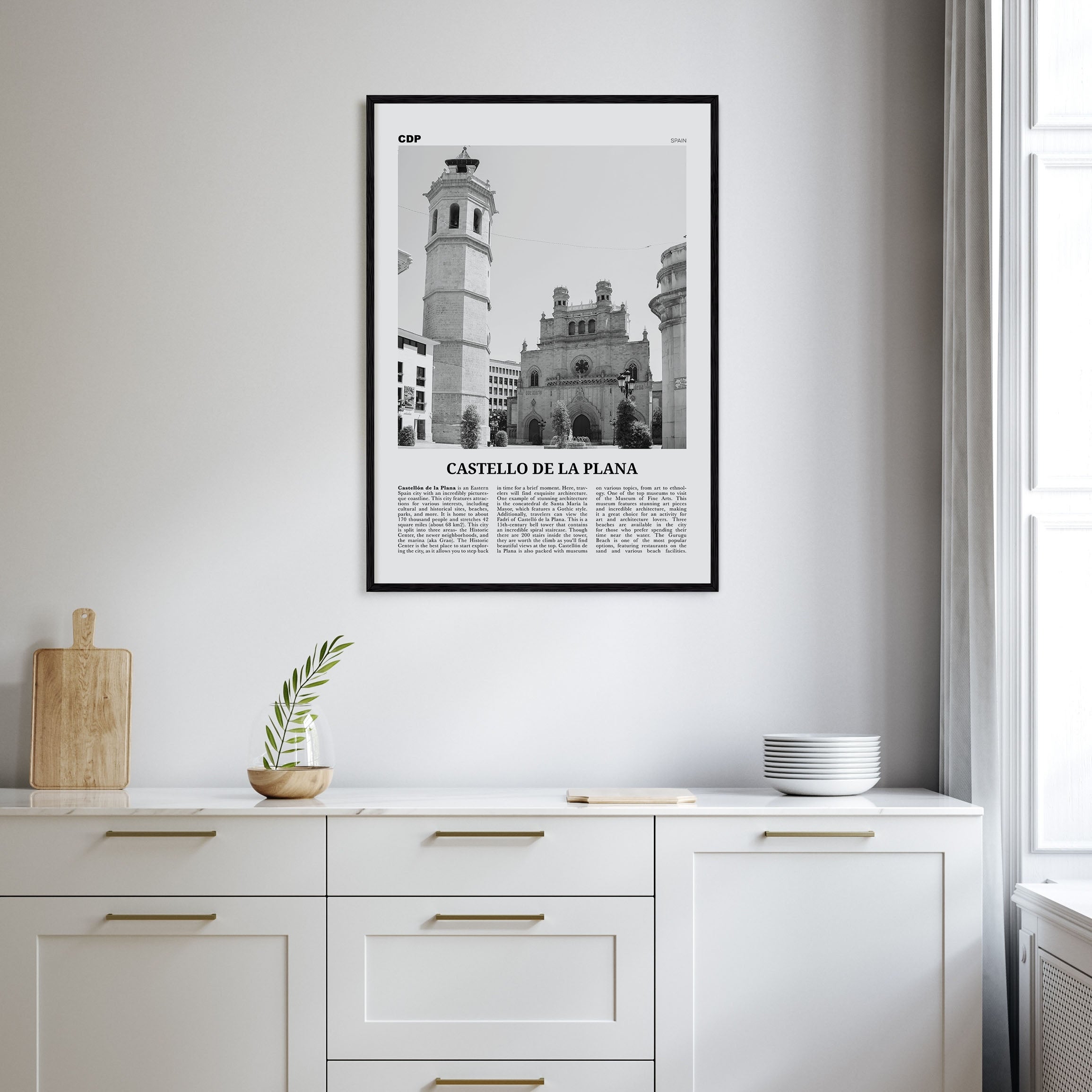 Castello de la Plana Travel B&W Poster