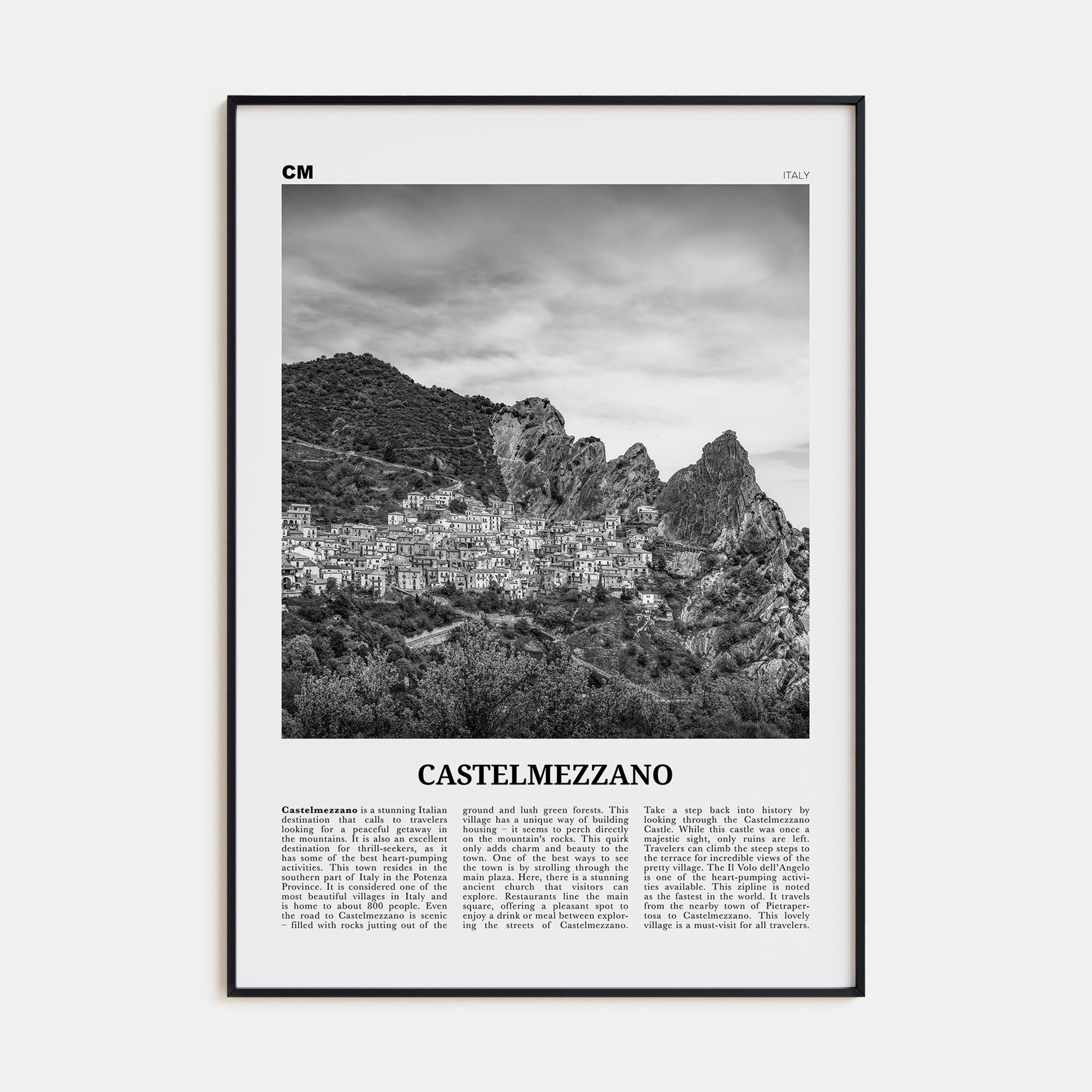 Castelmezzano Travel B&W Poster